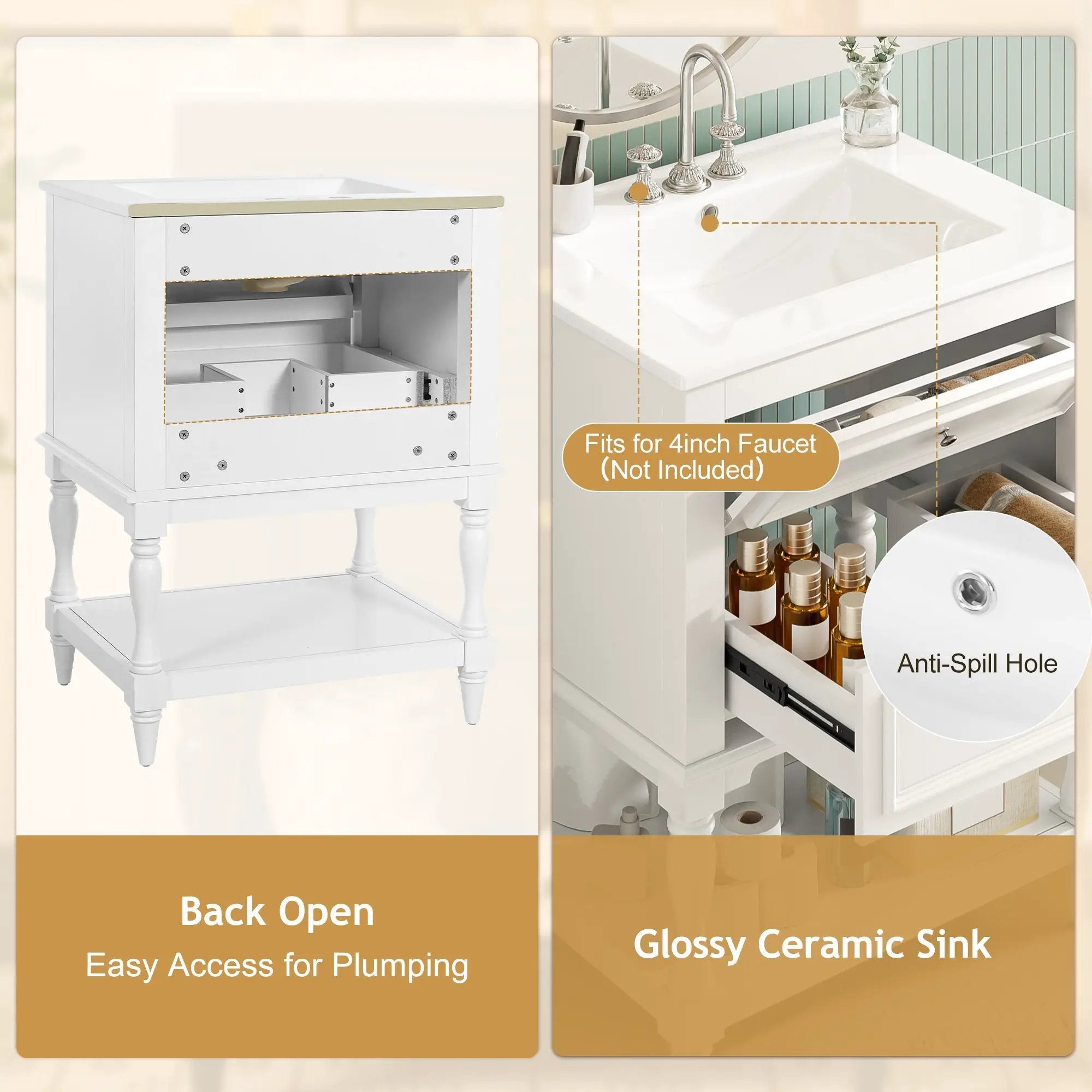 24" Bathroom Vanity with Ceramic Sink by HouseOfZazla
