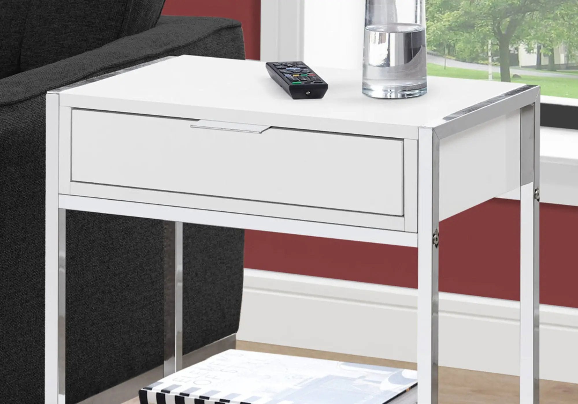 Accent Side Table, Storage Drawer, Spacious Tabletop by Unique Piece Furniture