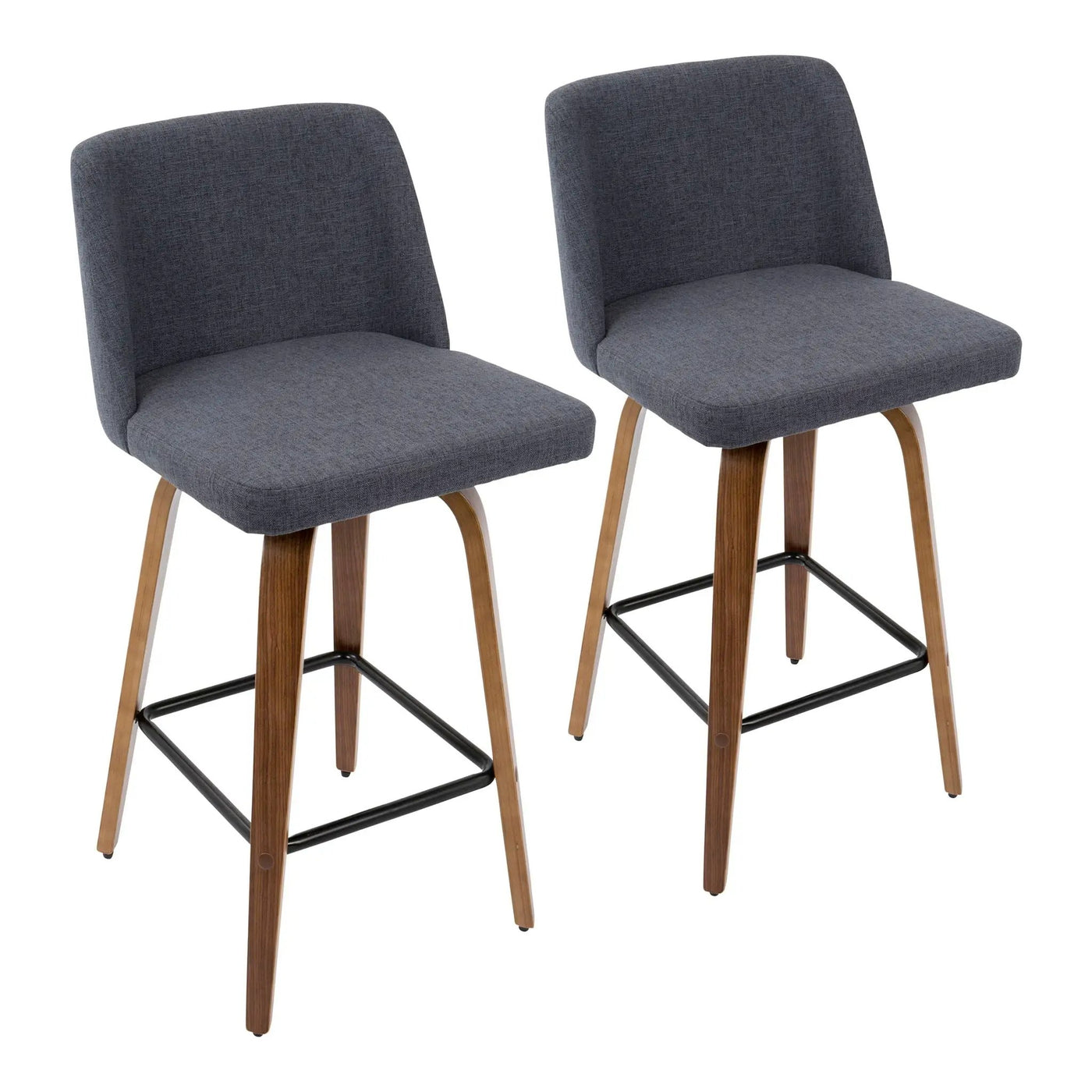 Toriano - Mid Century Modern Fixed Height Counter Stool & Square Footrest (Set of 2) by HouseOfZazla