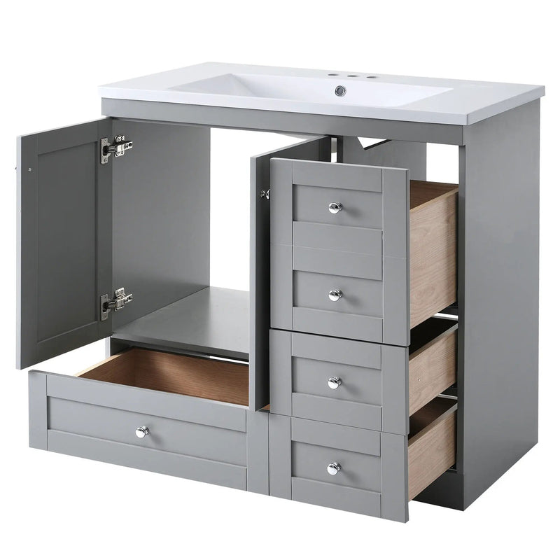 Shaker Free Standing Bathroom Vanity Cabinet With Sink, Soft Close Drawers, Soft Close Doors by HouseOfZazla