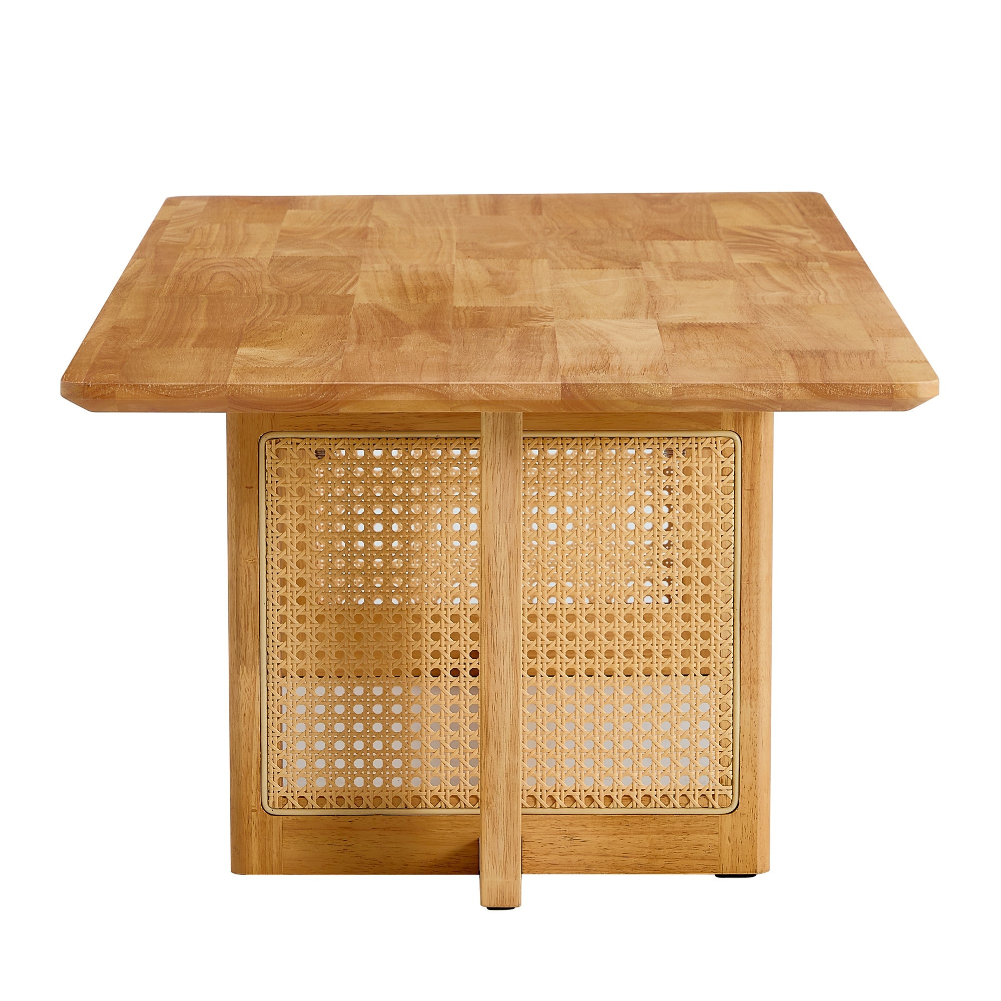 Natural Rubber Wood and Solid Wood Minimalist Coffee Table by BLAKHOM