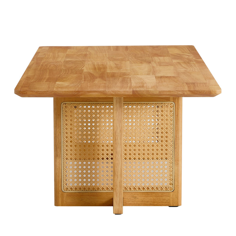 Natural Rubber Wood and Solid Wood Minimalist Coffee Table by BLAKHOM