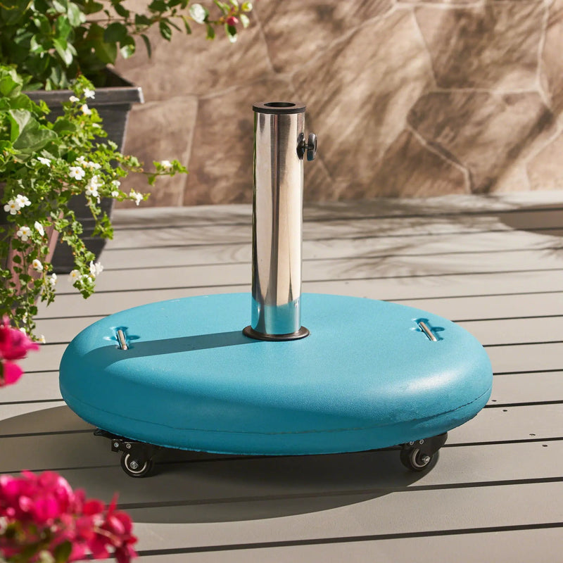 Wheelie Round Umbrella Base with Stainless Steel Holder by HouseOfZazla