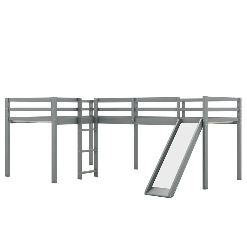 L Shaped Loft Bed With Ladder And Slide