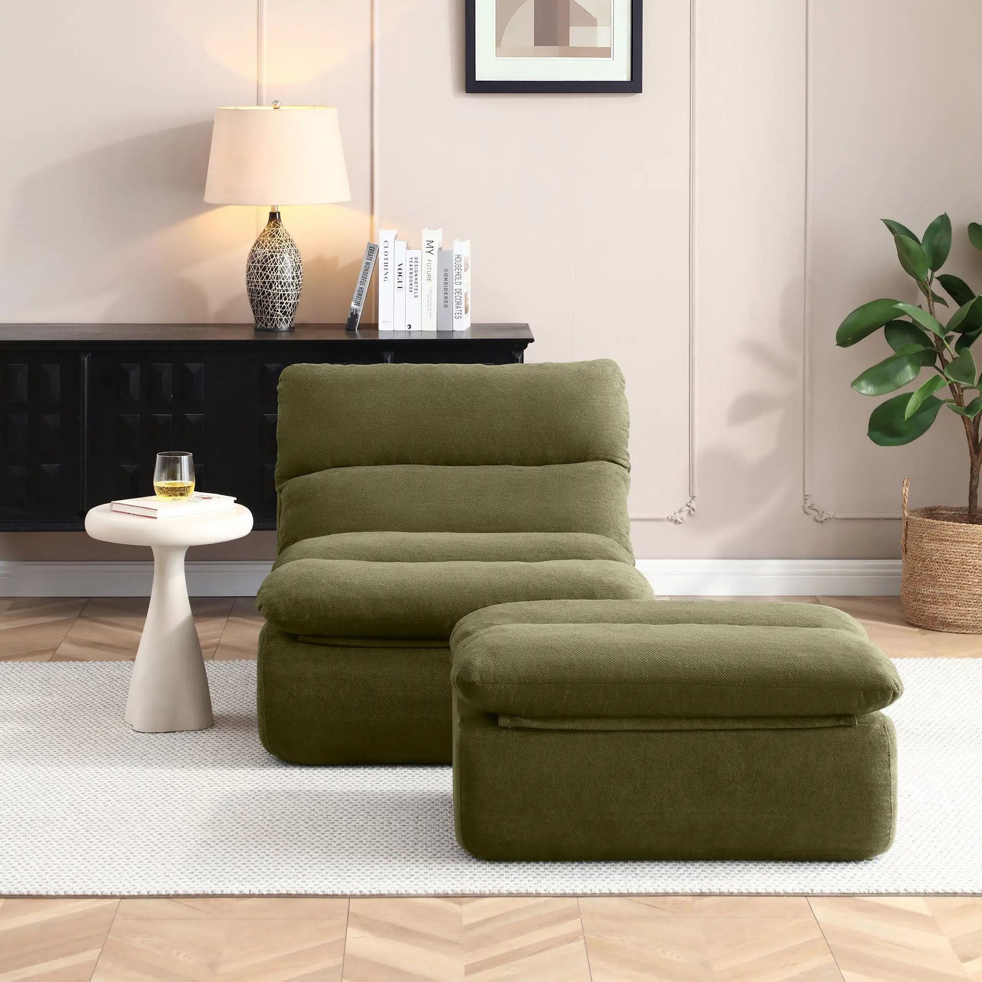 32" Bean Bag Chair with Ottoman by HouseOfZazla