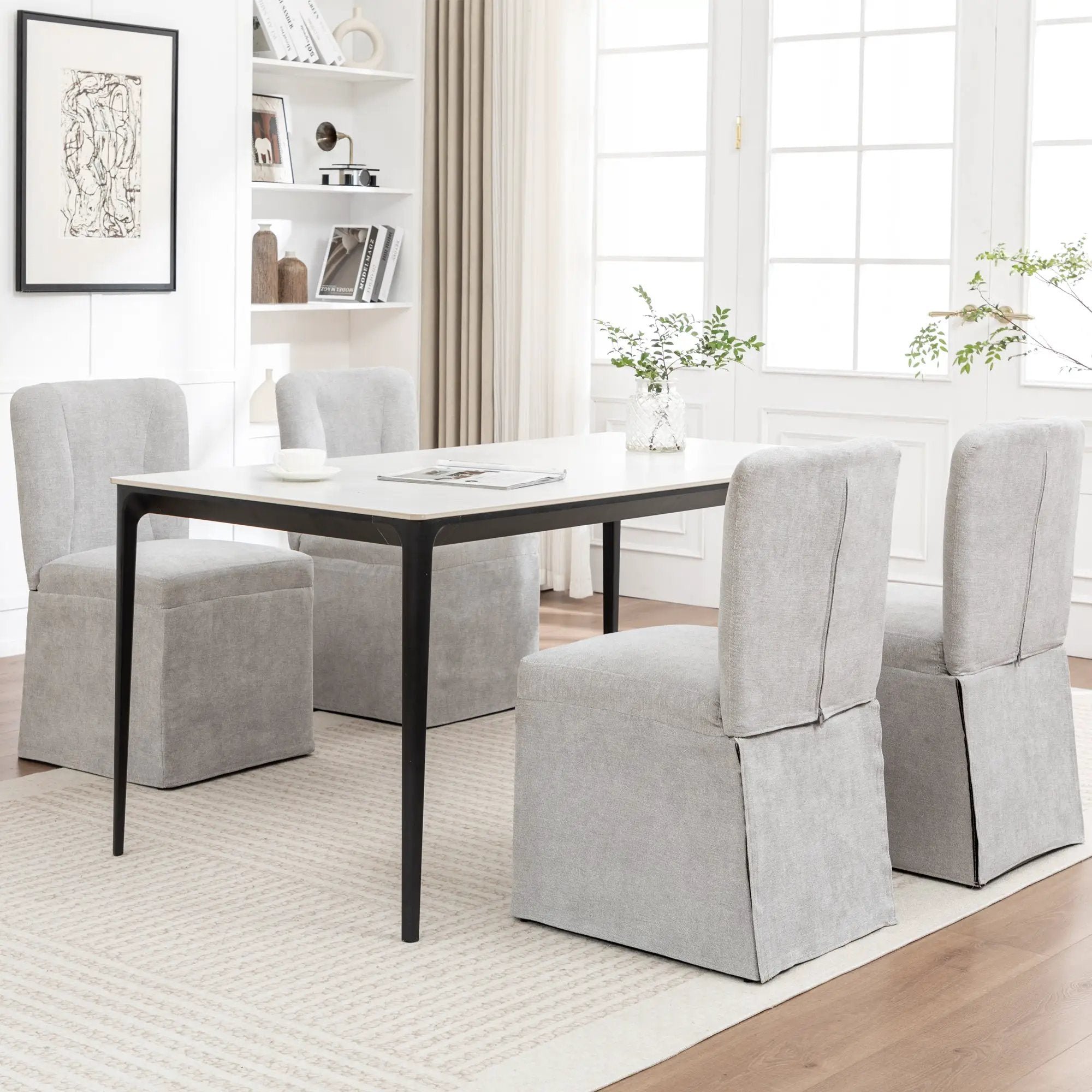 Linen Dining Chairs - Modern Fabric Side Chairs for Dining Room by HouseOfZazla