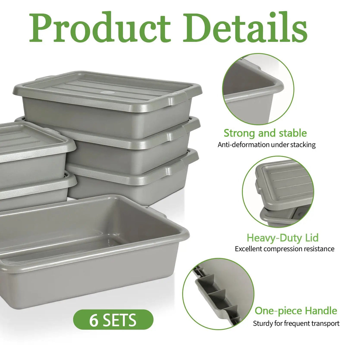 6-Pack Commercial Meat Tubs with Lids by HouseOfZazla