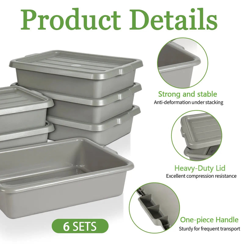 6-Pack Commercial Meat Tubs with Lids by HouseOfZazla