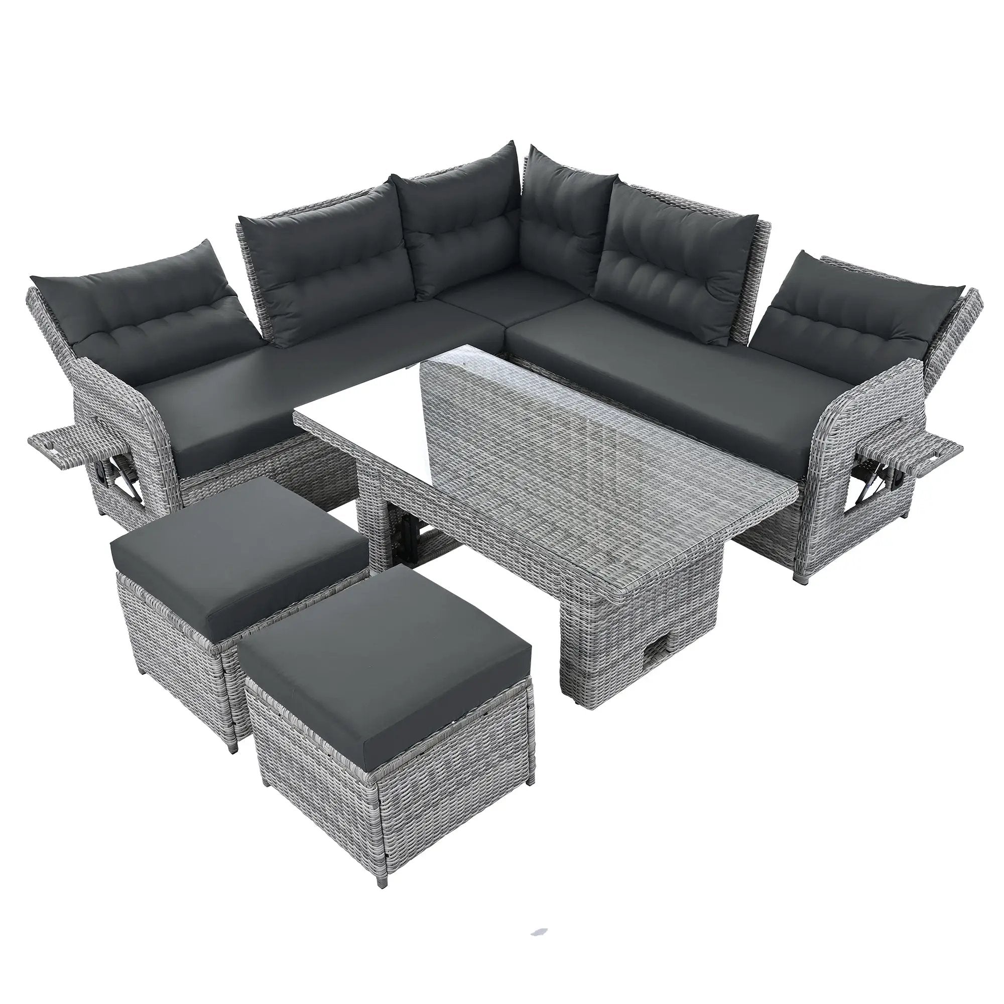 Outdoor Furniture Set Patio Rattan with Recliners and Tables by HouseOfZazla