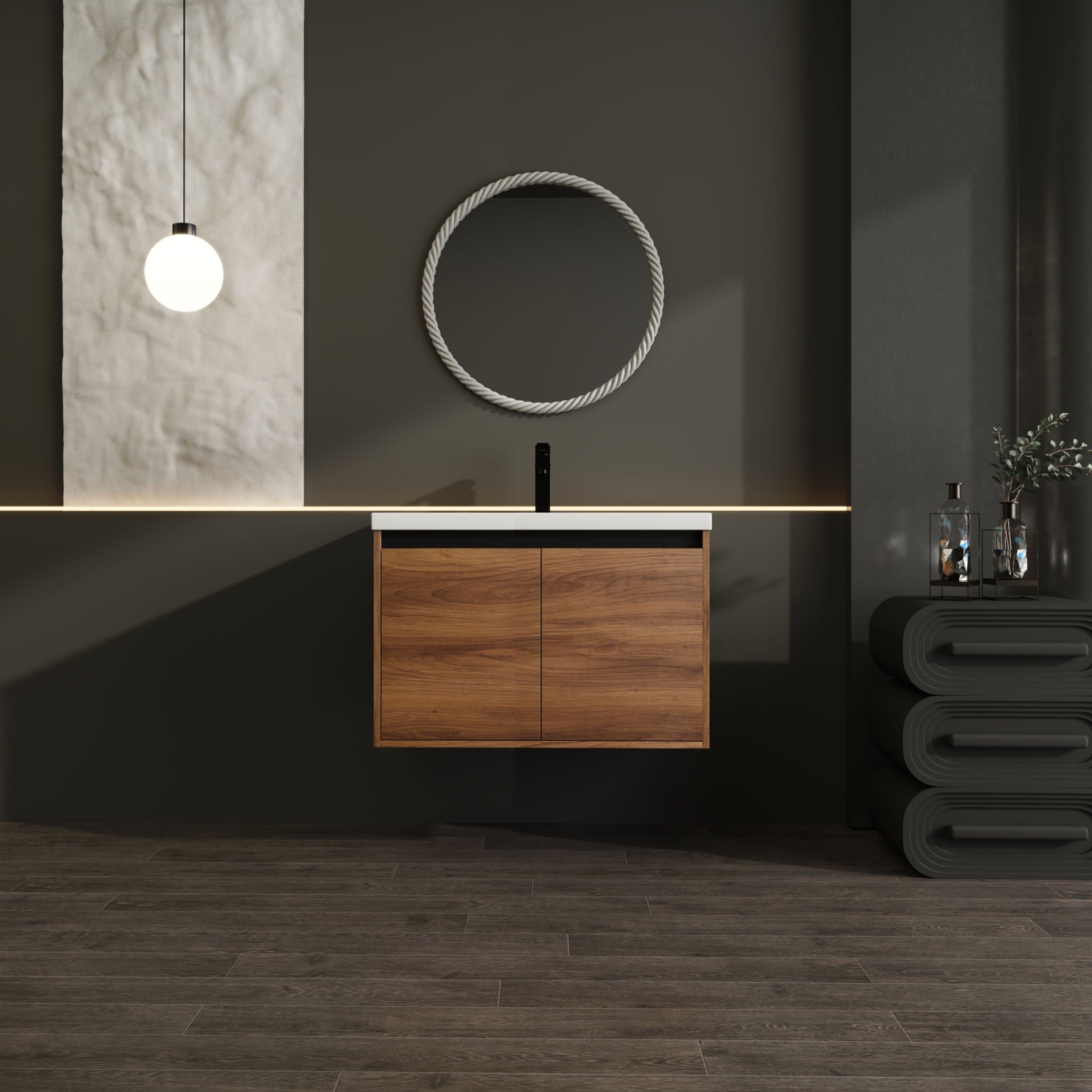 Bathroom Vanity Set With Resin Countertop Sink And 2 Doors, Engineered Wood by HouseOfZazla