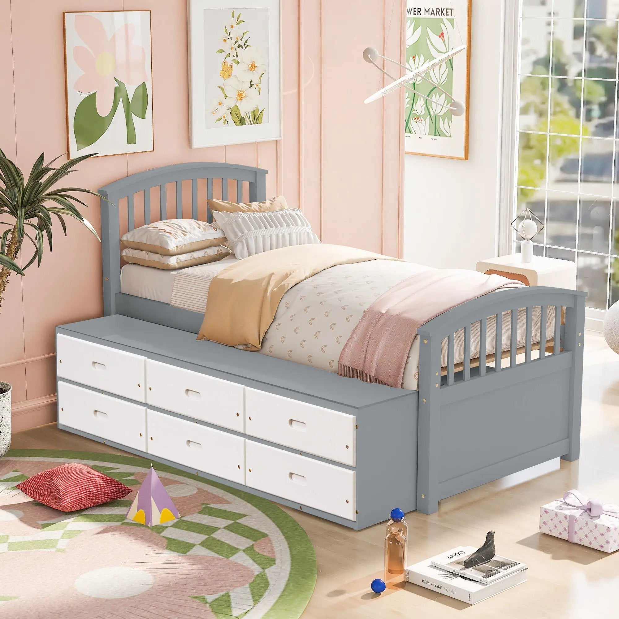 Platform Storage Bed Solid Wood Bed With 6 Drawers by Unique Piece Furniture