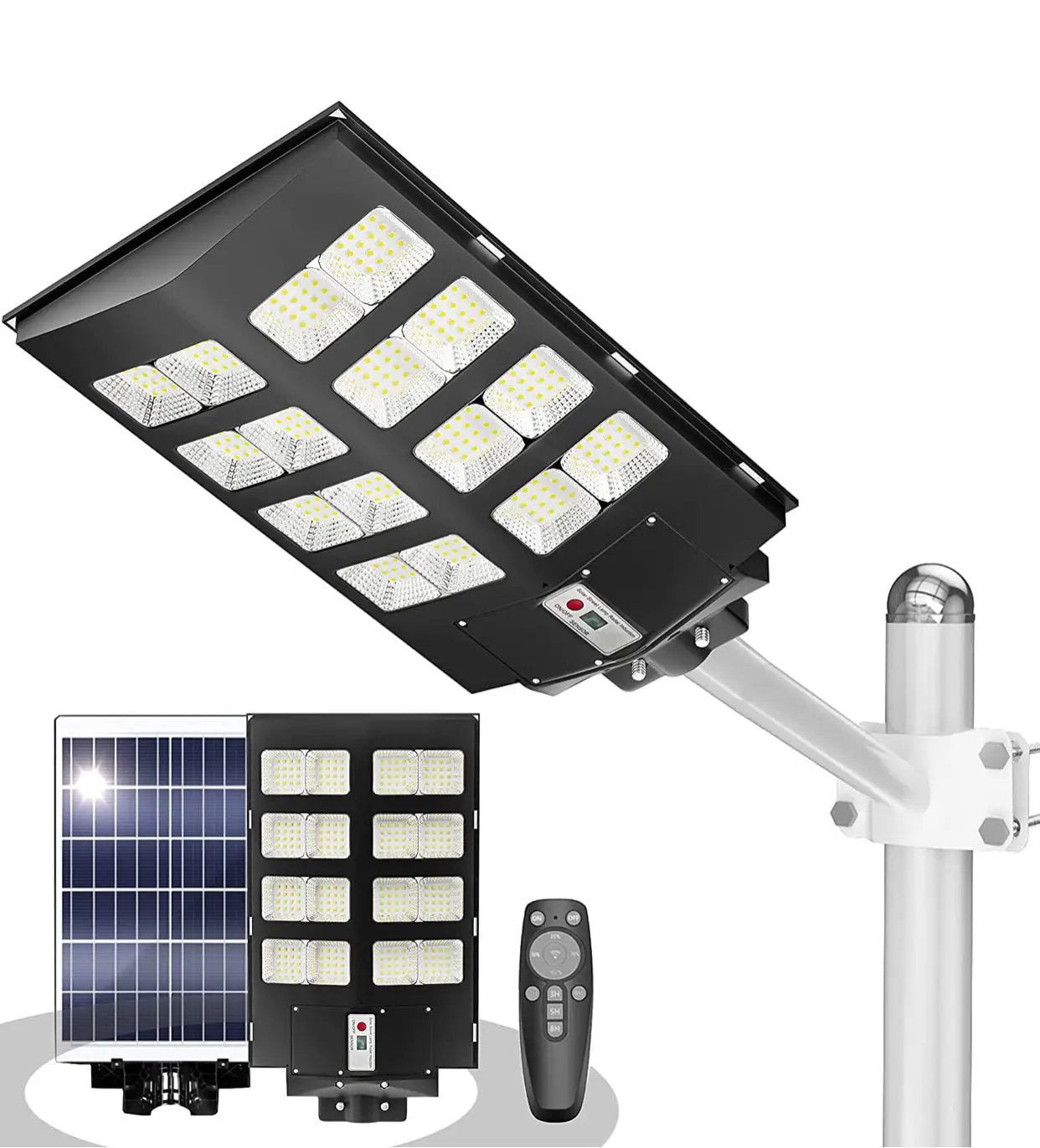 6800W Commercial Solar Street Lights Dusk to Dawn , Motion Sensor, 75000LM for Street with Remote Control by Outdoor Solar Outlet