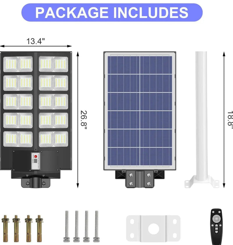 6800W Commercial Solar Street Lights Dusk to Dawn , Motion Sensor, 75000LM for Street with Remote Control by Outdoor Solar Outlet