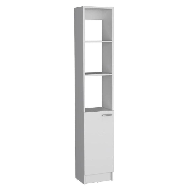 Linen Cabinet, 1 Door, 6 Shelves - White by Unique Piece Furniture