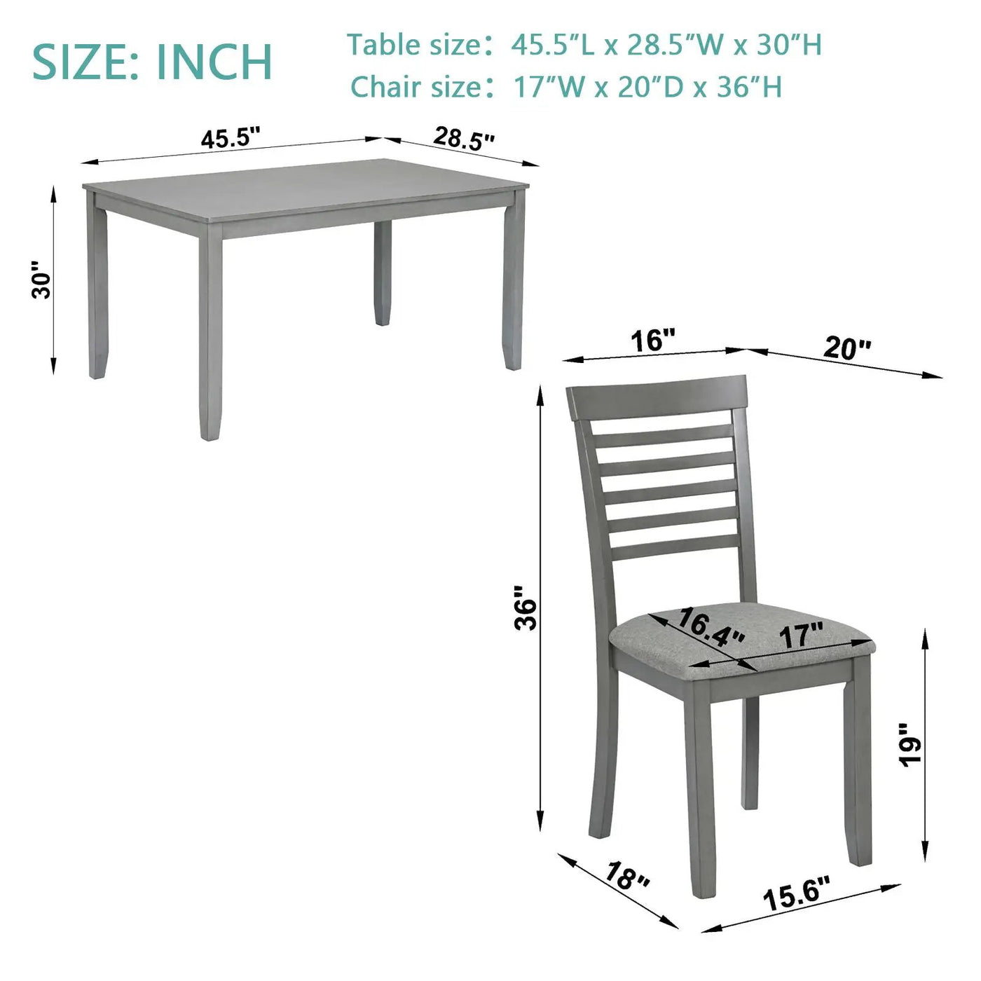 5 Pieces Modern Dining Set, Rectangular Wooden Dining Table With 4 Upholstered Chairs by Unique Piece Furniture