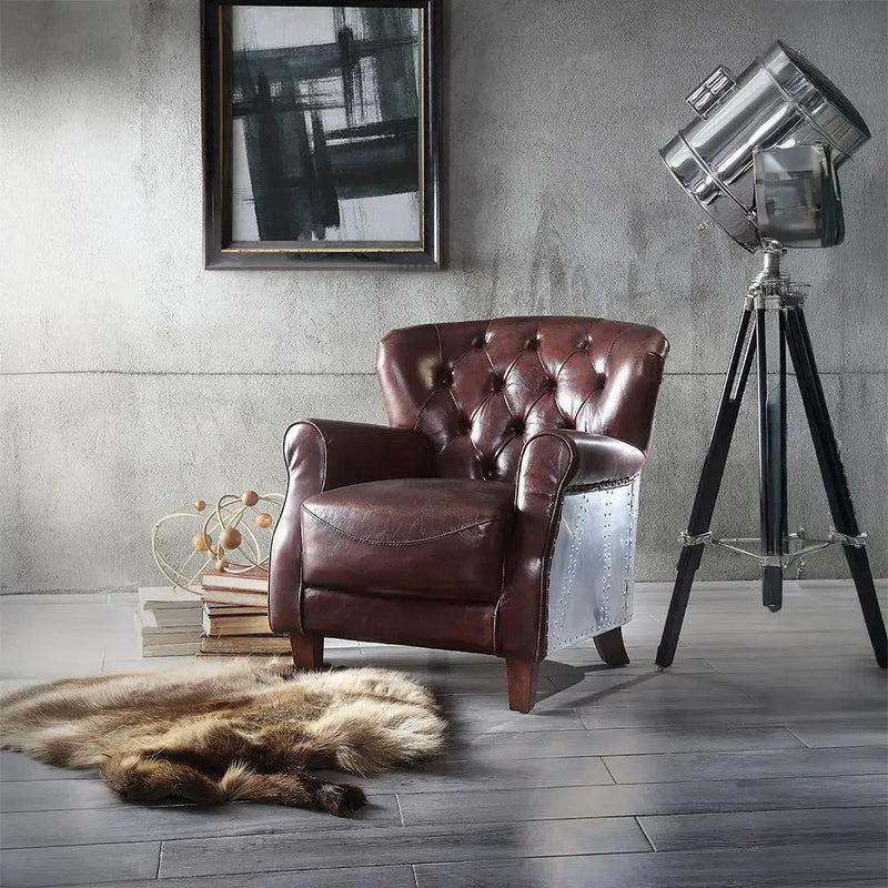 Brancaster - Accent Chair - Vintage Brown & Aluminum by Unique Piece Furniture