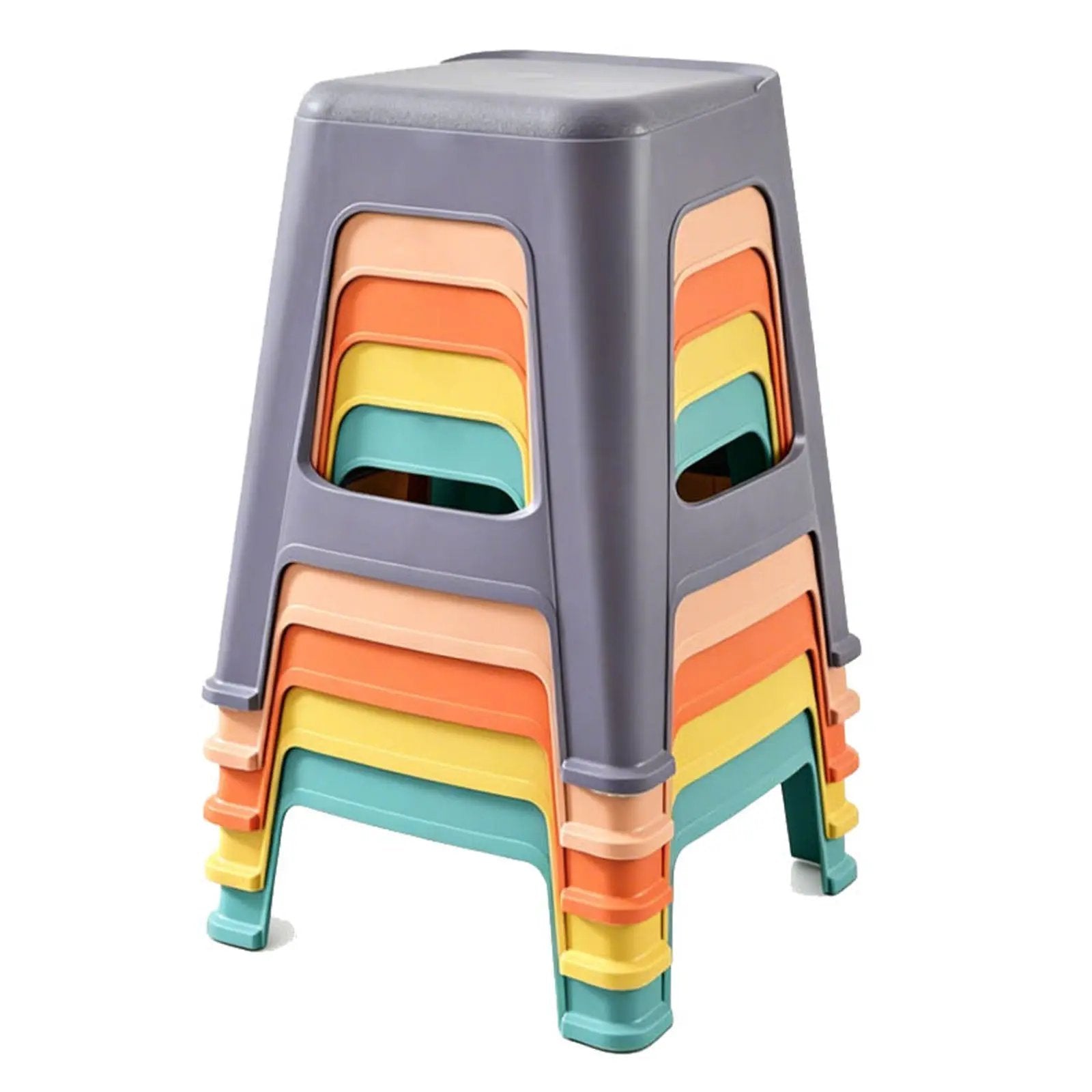 5 Pack Stackable Classroom Stools, 18.8" Height Colorful Nesting Plastic Stool by HouseOfZazla