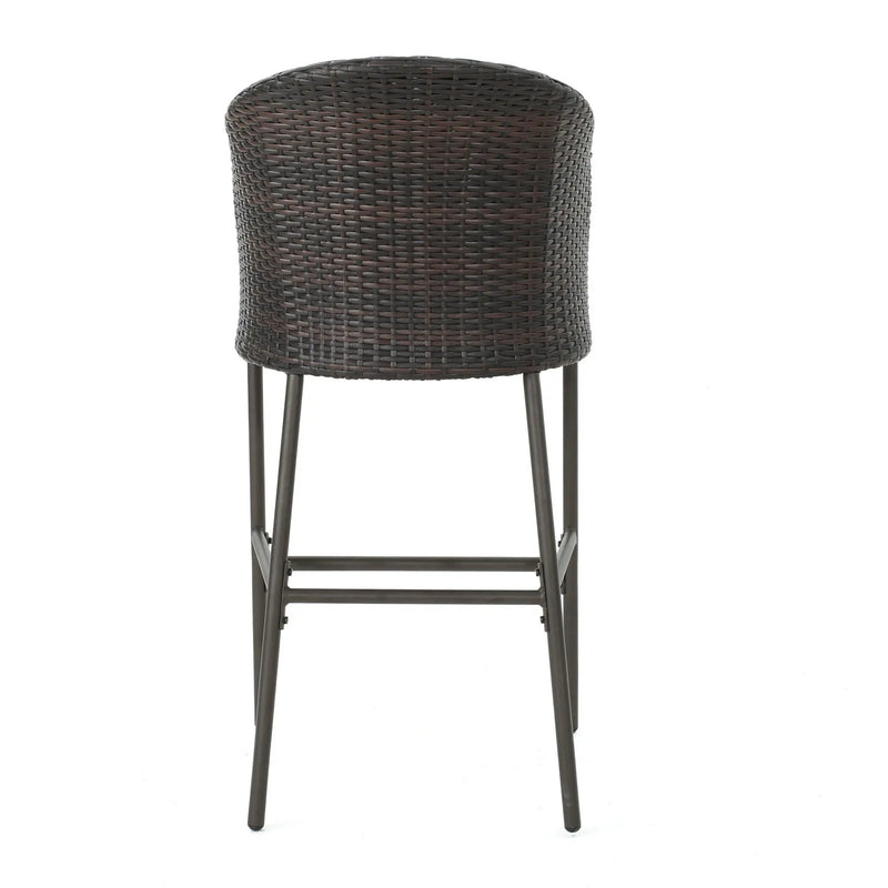 Outdoor 31" Rattan Barstools With Waterproof Cushions (Set of 2) - Multi Brown by HouseOfZazla
