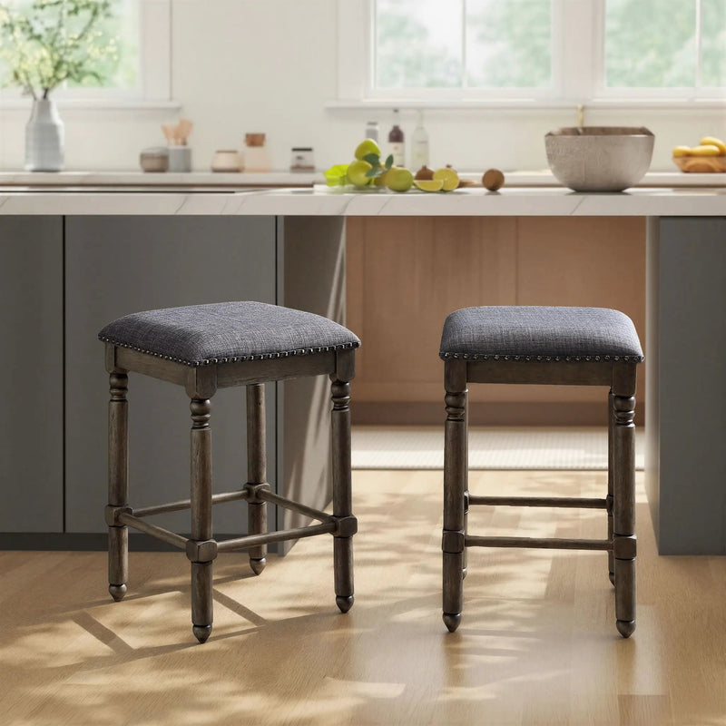 Arnhem Wood Upholstered Swivel Counter Height Stool, Set of 2 by HouseOfZazla