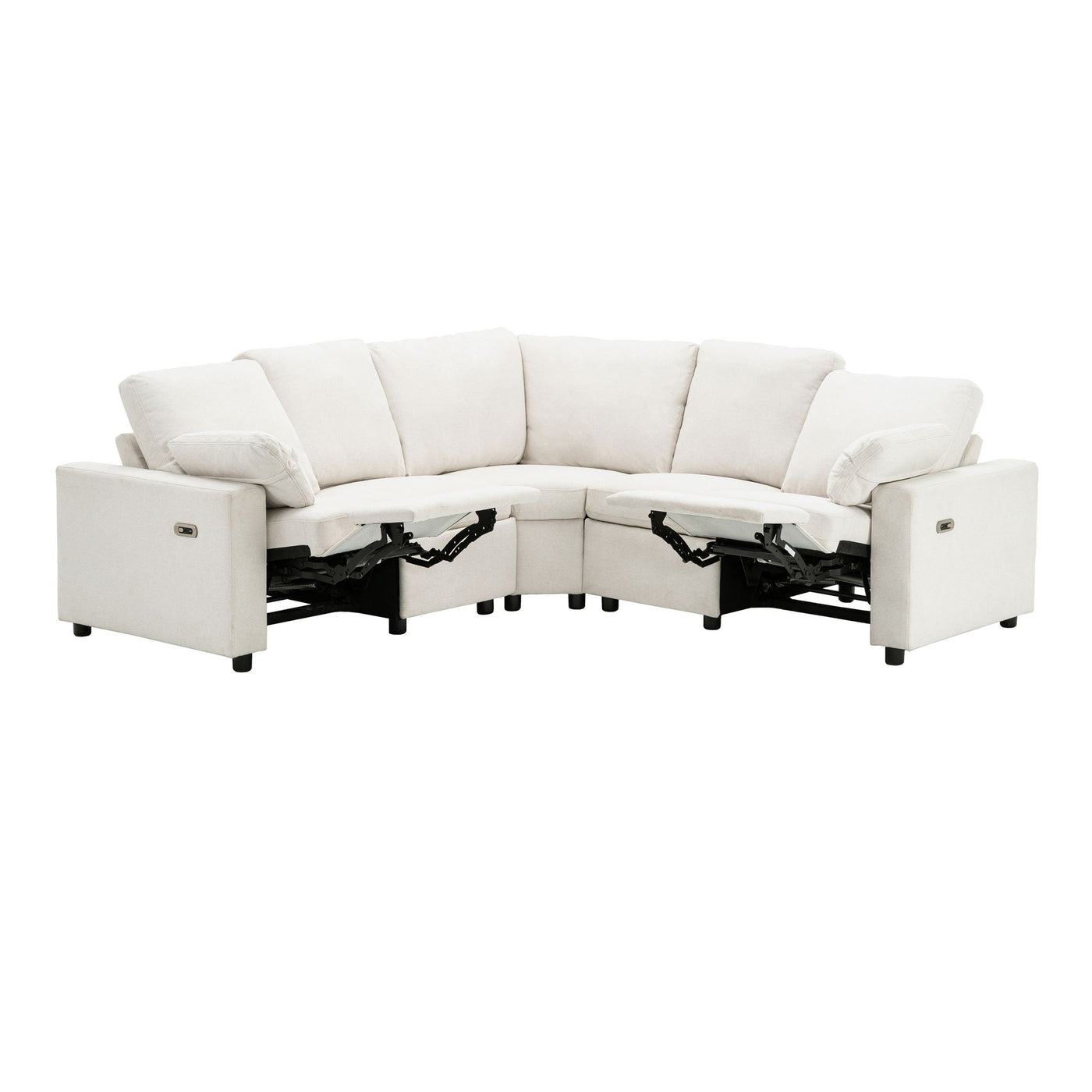 Power Recliner Sectional Sofa Home Theater Reclining Sofa With Two USB Ports, Two Storage Drawers For Living Room by HouseOfZazla