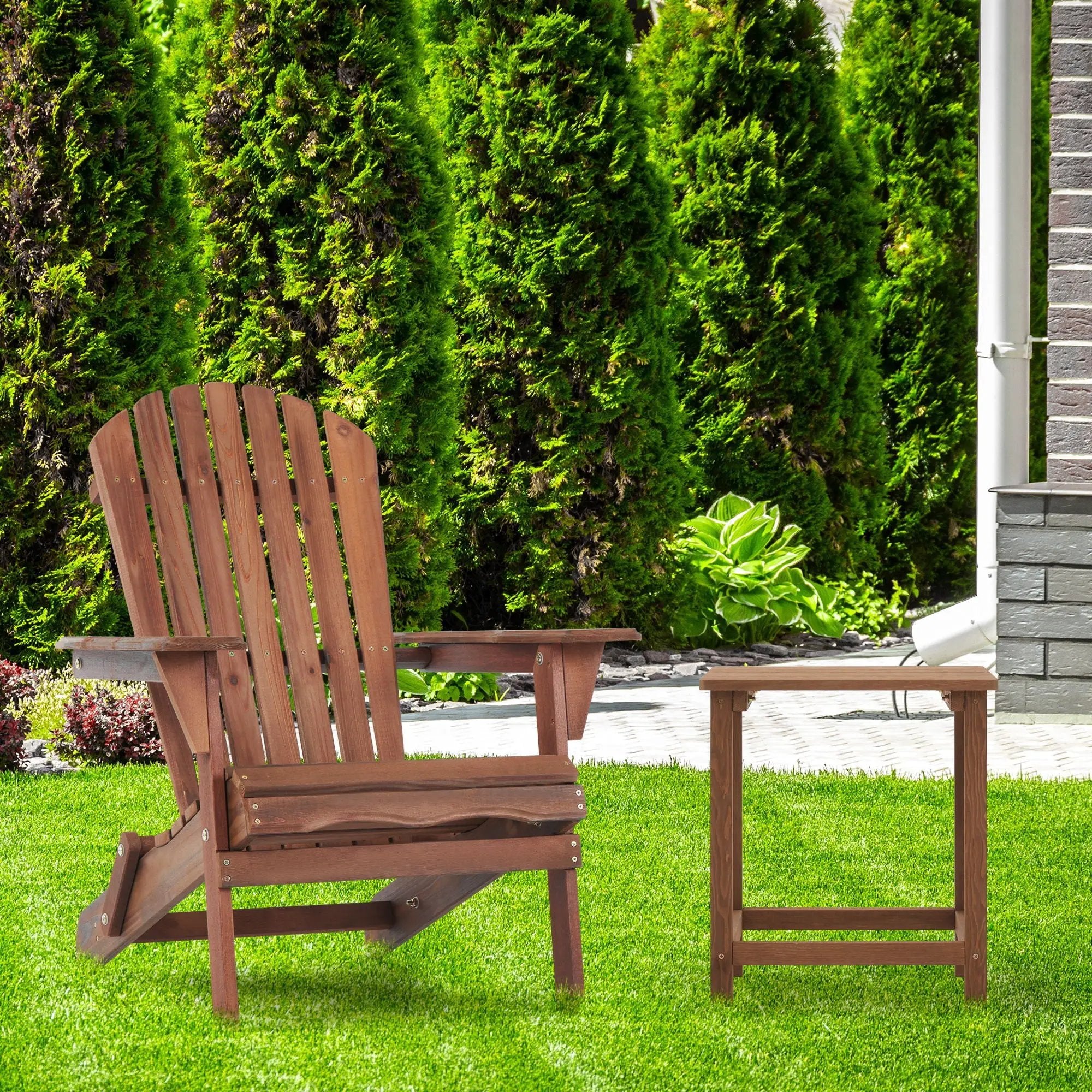 Lounge Patio Chair For Garden Outdoor Wooden Folding Adirondack Chair (Set of 2) Solid Cedar Wood Lounge Patio Chair For Garden