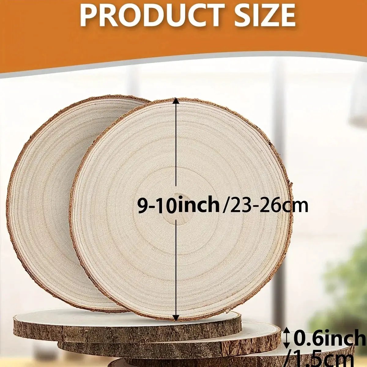 6/8/10 Pack 9-10 Inch Large Wood Slices For Centerpieces Natural Unfinished Wooden Chips For Wedding Decor Round Wood Ornaments For DIY Crafts, Candle Holder, Cake Pad, Home Decorations by House Of Avana