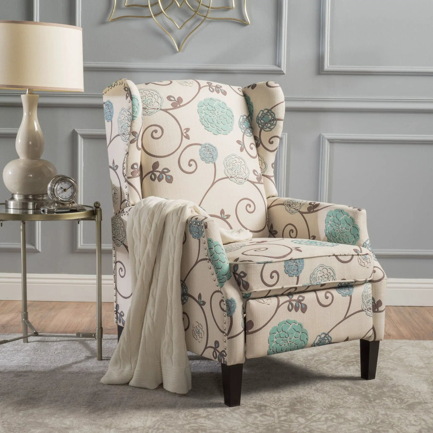 Westeros Wing Back Fabric Upholstered Recliner by Unique Piece Furniture