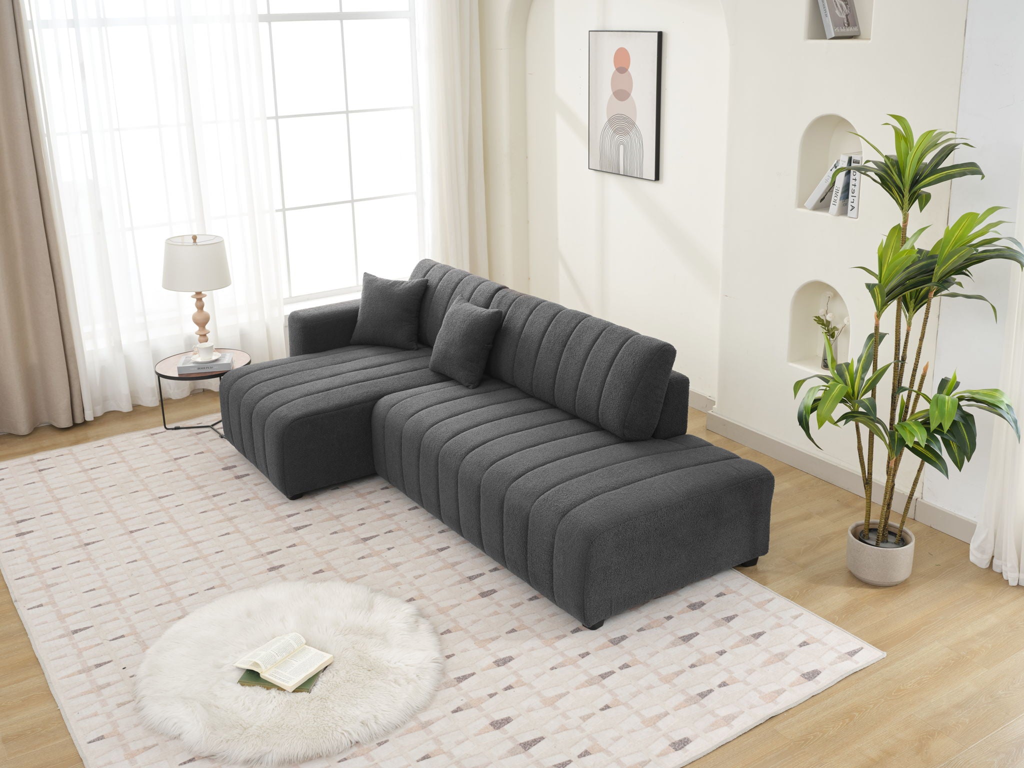 Jessica - Lamb Wool Sectional Sofa With Chaise by HouseOfZazla