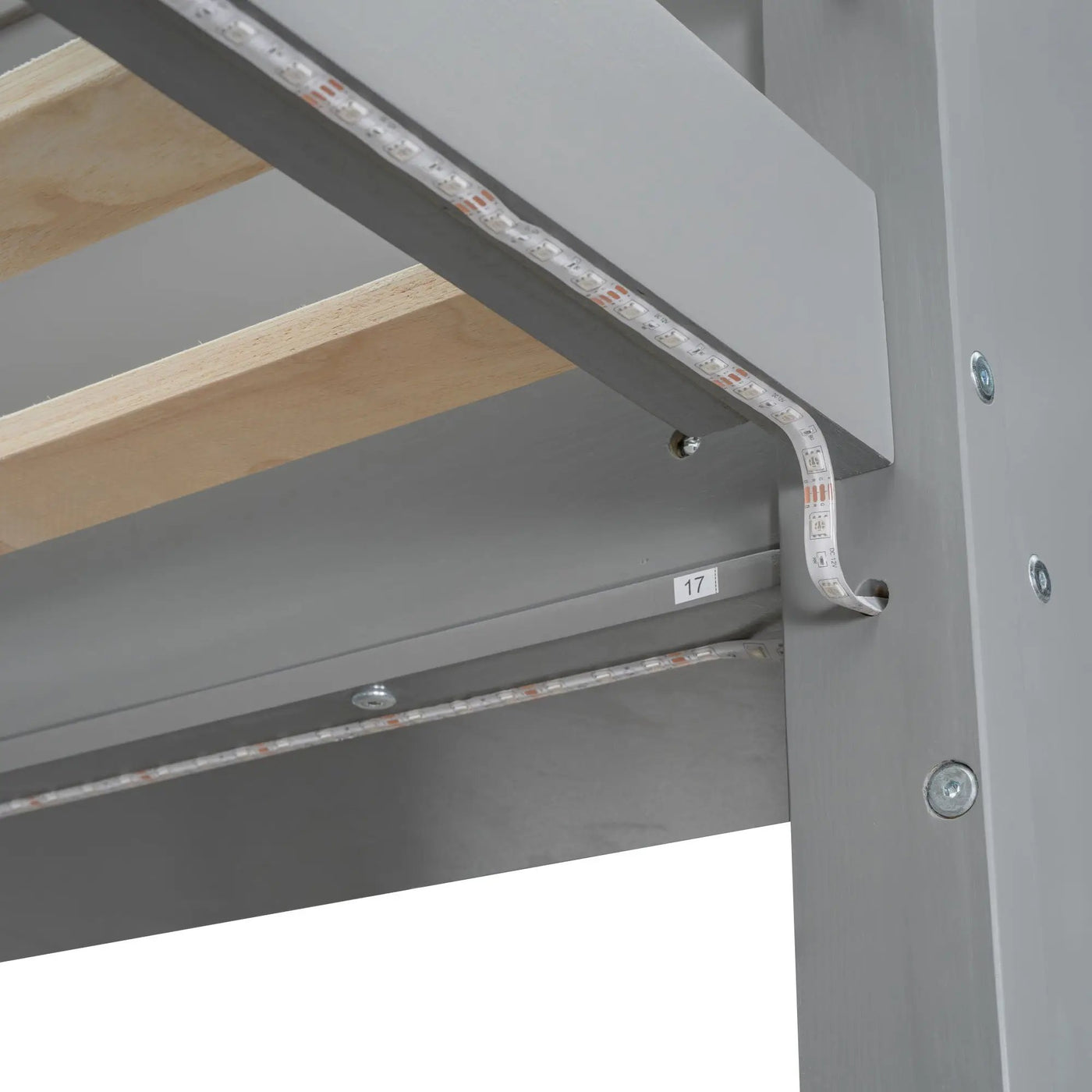 Gaming Loft Bed With Desk, Multi Storage Shelves, LED Lighting, And Hanging Clothes Rack by HouseOfZazla