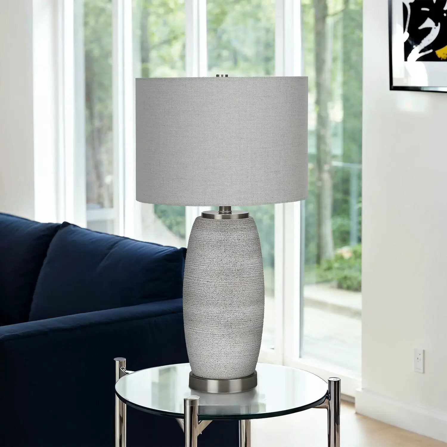 Lighting, Table Lamp, Ceramic, Modern - Gray by Unique Piece Furniture