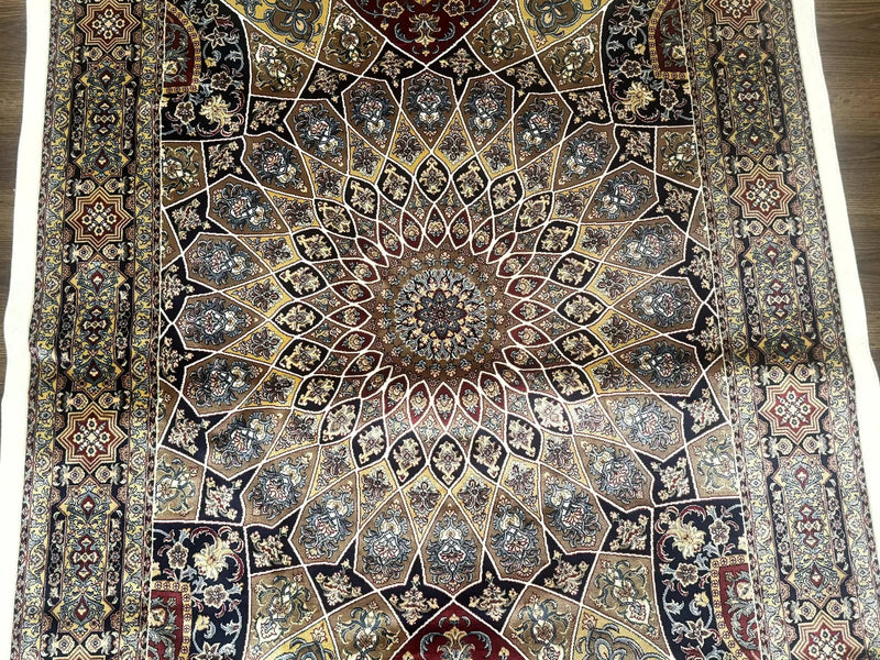 Turkish Silk Rug 4x6, Dome Design, Memluk Carpet, Bamboo Silk, New by Jewel Rugs