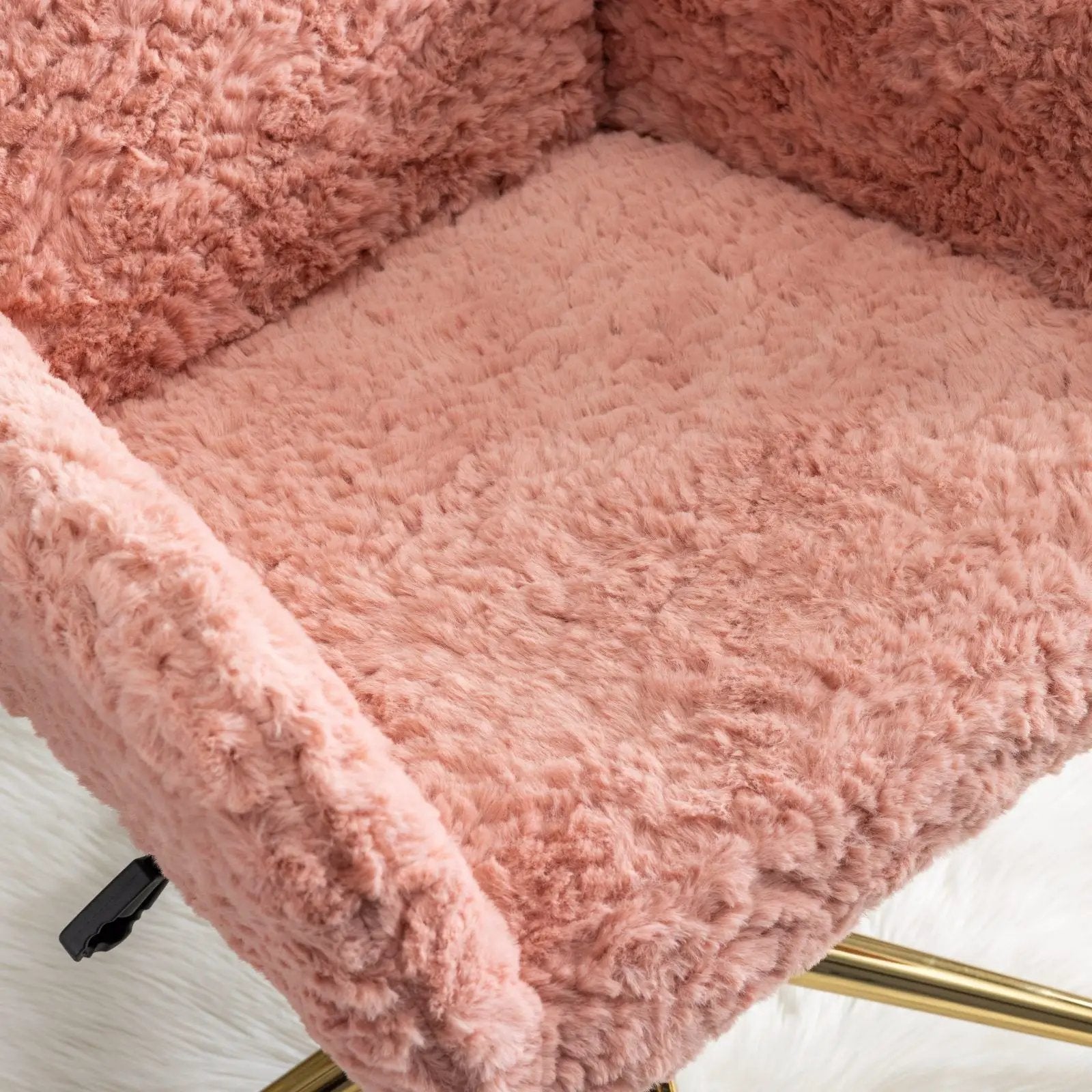Office Chair, Artificial Rabbit Hair Home Office Chair With Metal Base, Adjustable Desk Chair Swivel Office Chair, Vanity Chair by HouseOfZazla