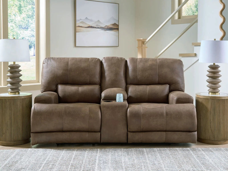 Beckley Place - Power Reclining Loveseat With Console / Adjustable Headrest - Earth by Unique Piece Furniture