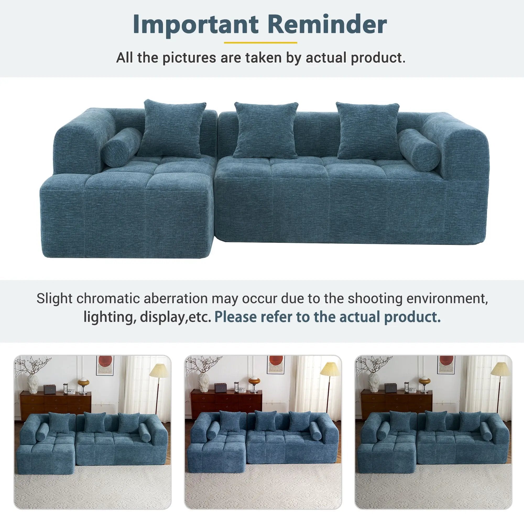 Sectional Free Combined Sofa With 2 Side Pockets by HouseOfZazla