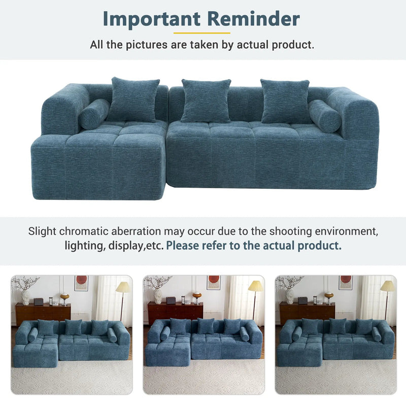 Sectional Free Combined Sofa With 2 Side Pockets by HouseOfZazla