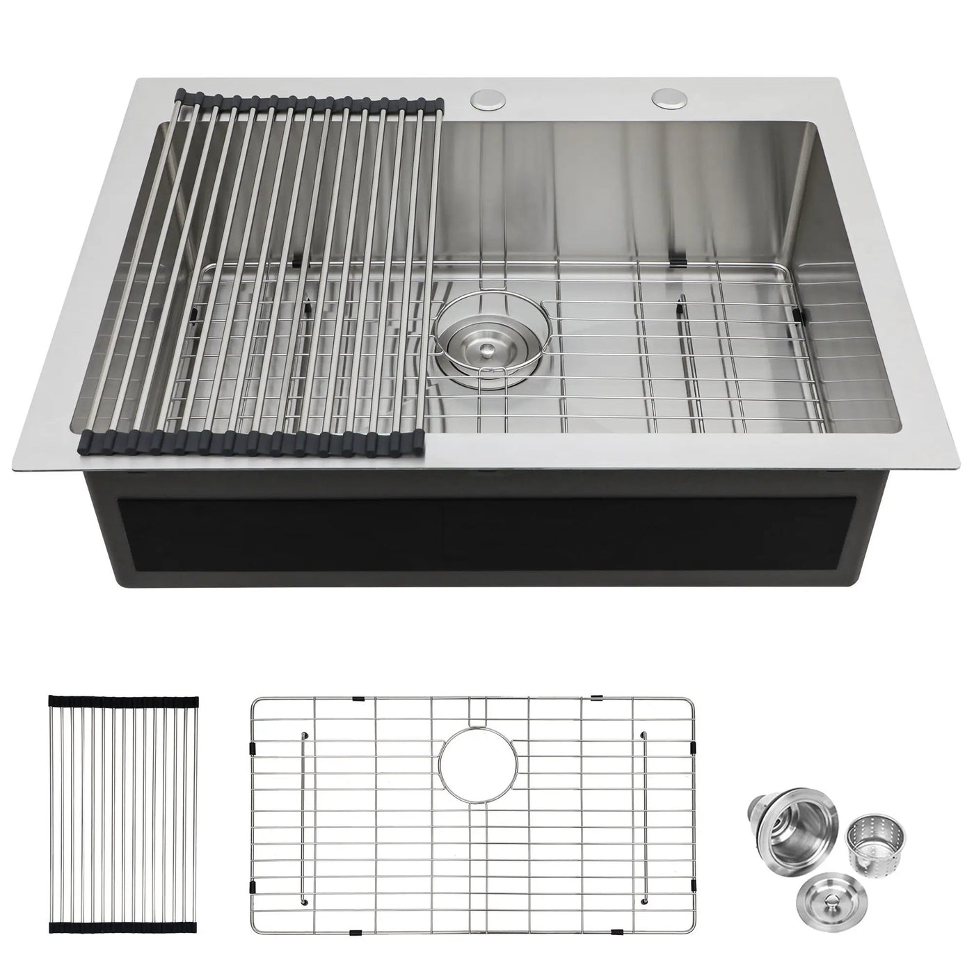 Kitchen Sink Drop In, Stainless Steel Single Bowl, Topmount by HouseOfZazla