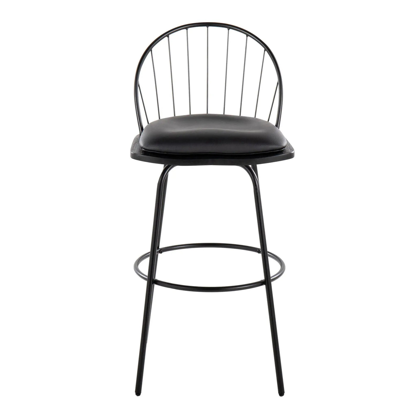 Riley - Claire Farmhouse Fixed Height Barstool With Swivel With Round Footrest (Set of 2) by HouseOfZazla