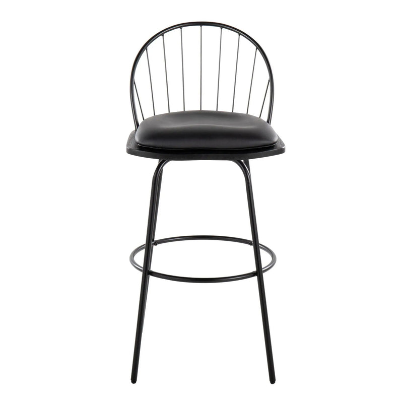 Riley - Claire Farmhouse Fixed Height Barstool With Swivel With Round Footrest (Set of 2) by Unique Piece Furniture