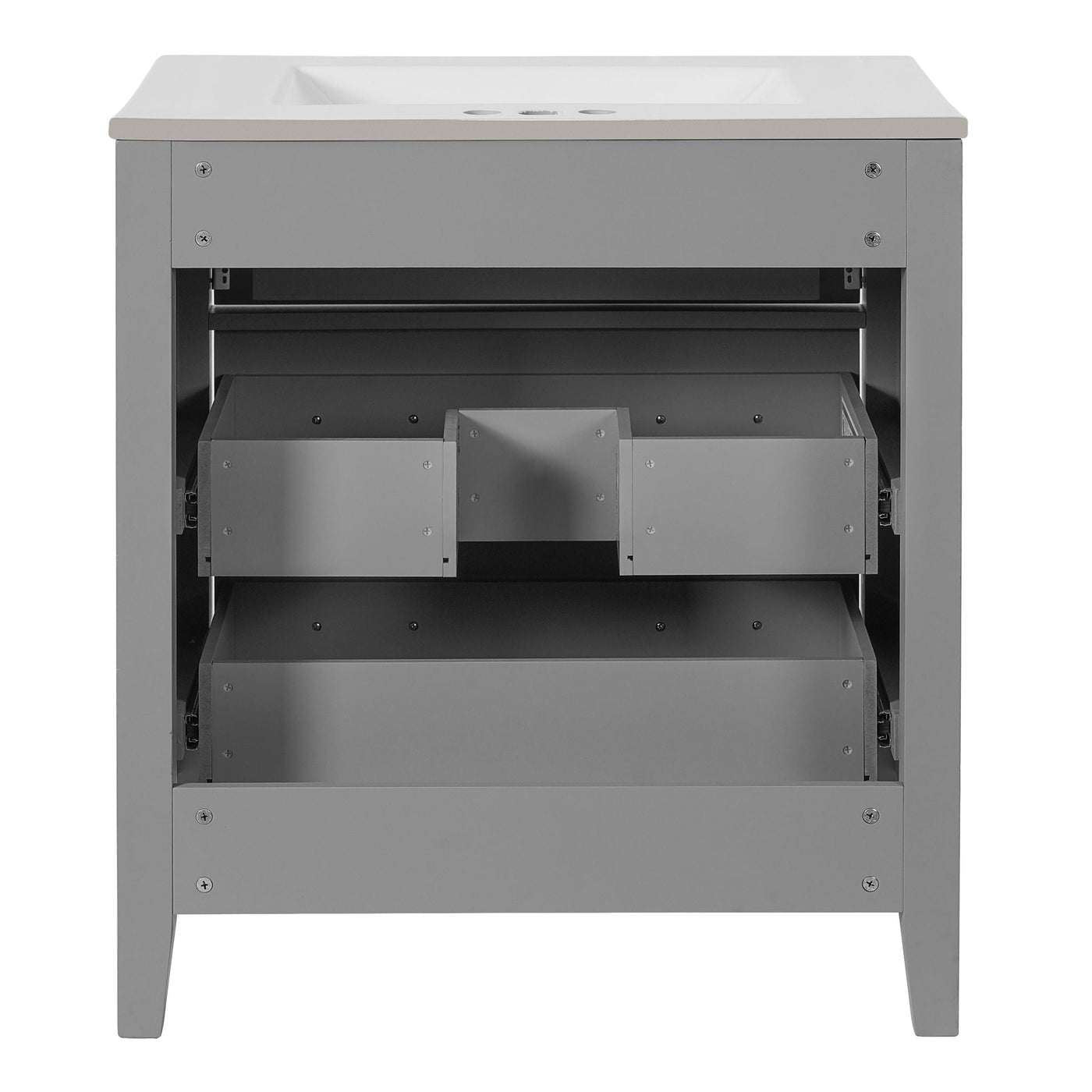 Retro Bathroom Vanity With Sink Combo, Free Standing Single Set With 3 Drawers by HouseOfZazla