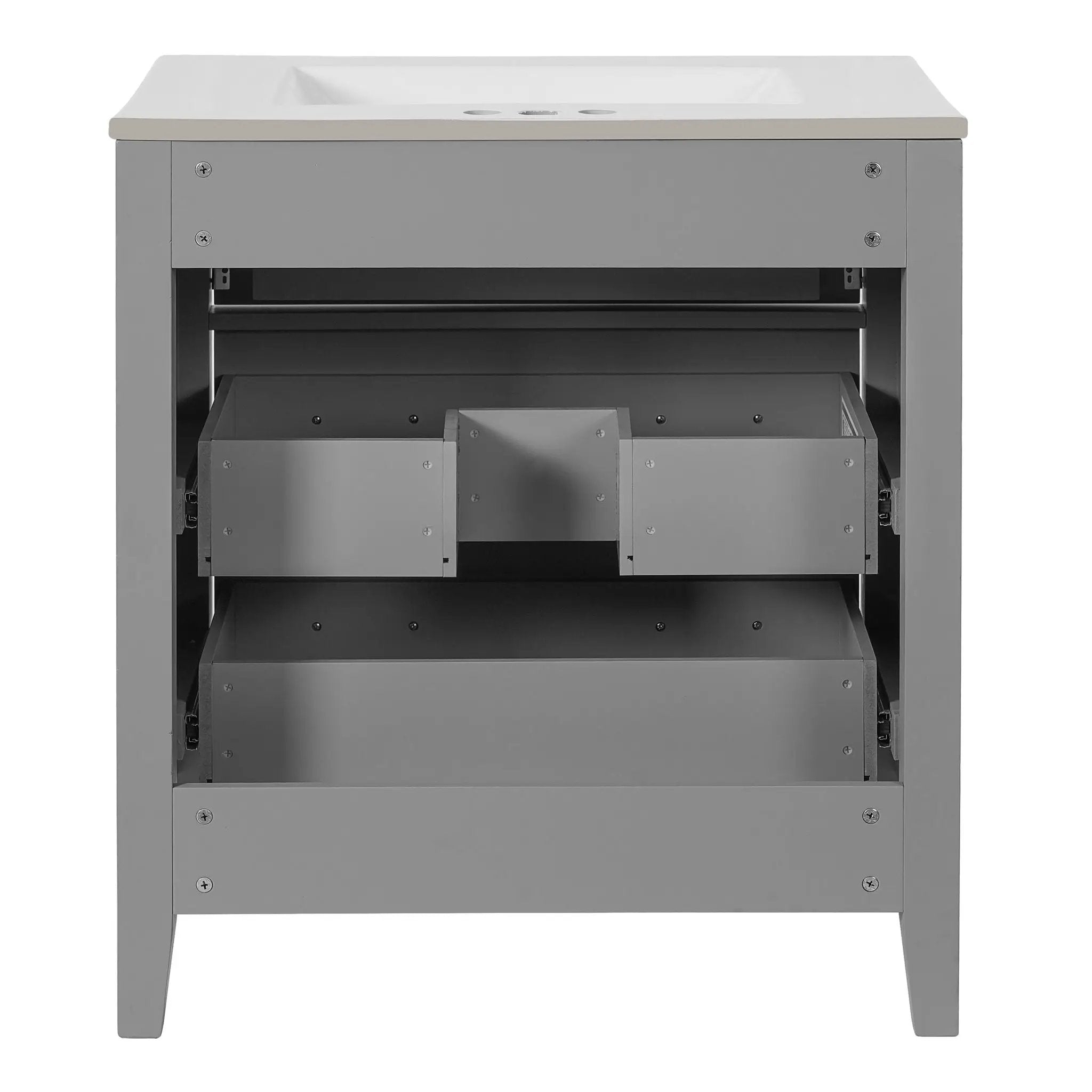 Retro Bathroom Vanity With Sink Combo, Free Standing Single Set With 3 Drawers
