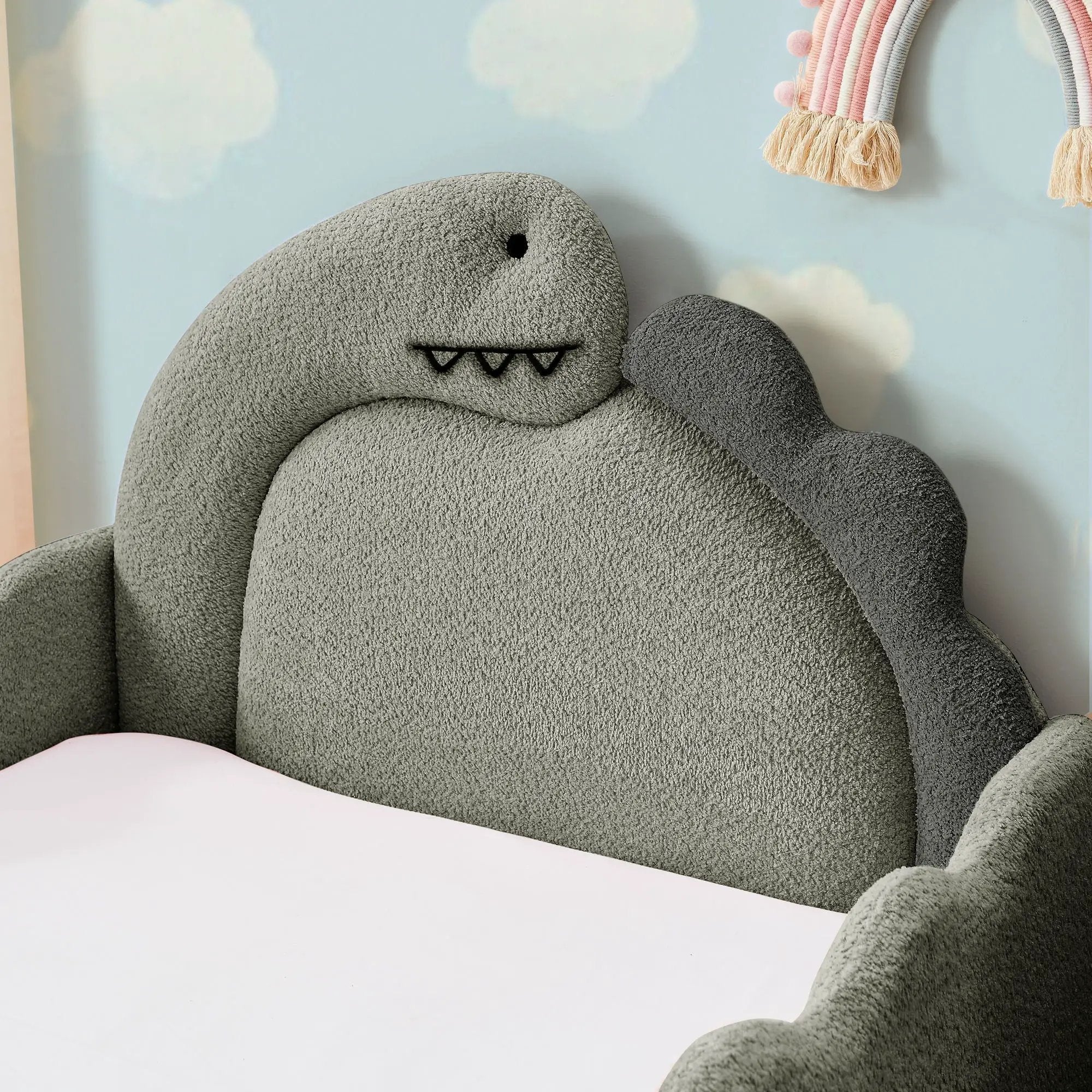 Cute Dinosaur Shaped Bed With Safety Guardrail, Toddler Frame by Unique Piece Furniture