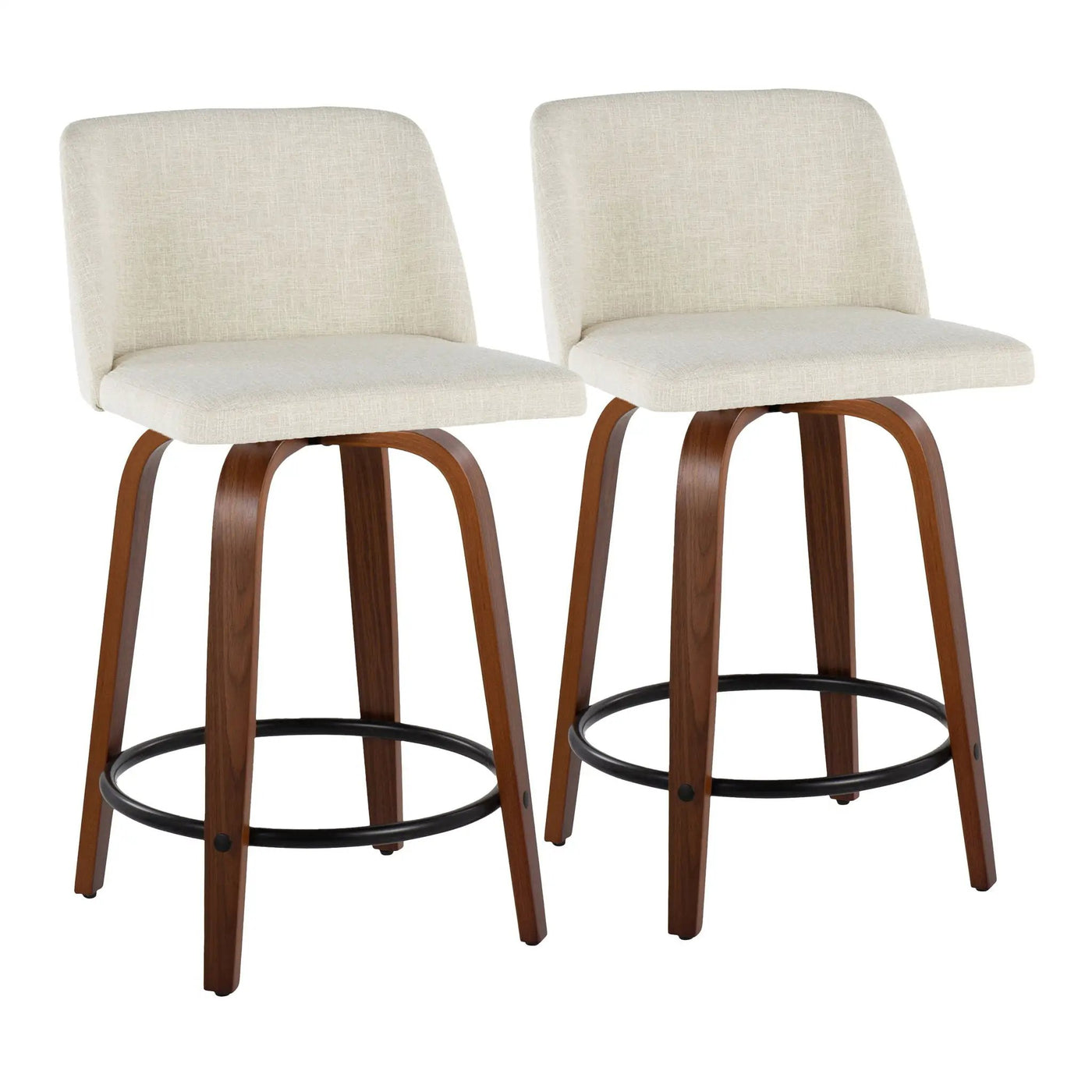 Toriano - Contemporary Fixed Height Counter Stool Swivel With Round Footrest (Set of 2) by HouseOfZazla