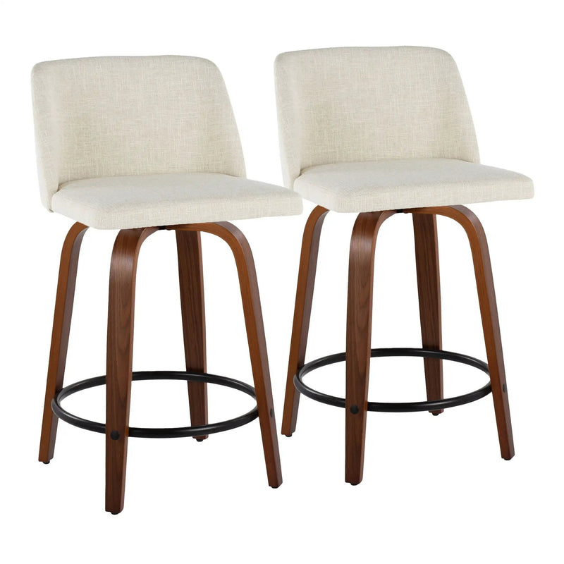 Toriano - Contemporary Fixed Height Counter Stool Swivel With Round Footrest (Set of 2) by HouseOfZazla