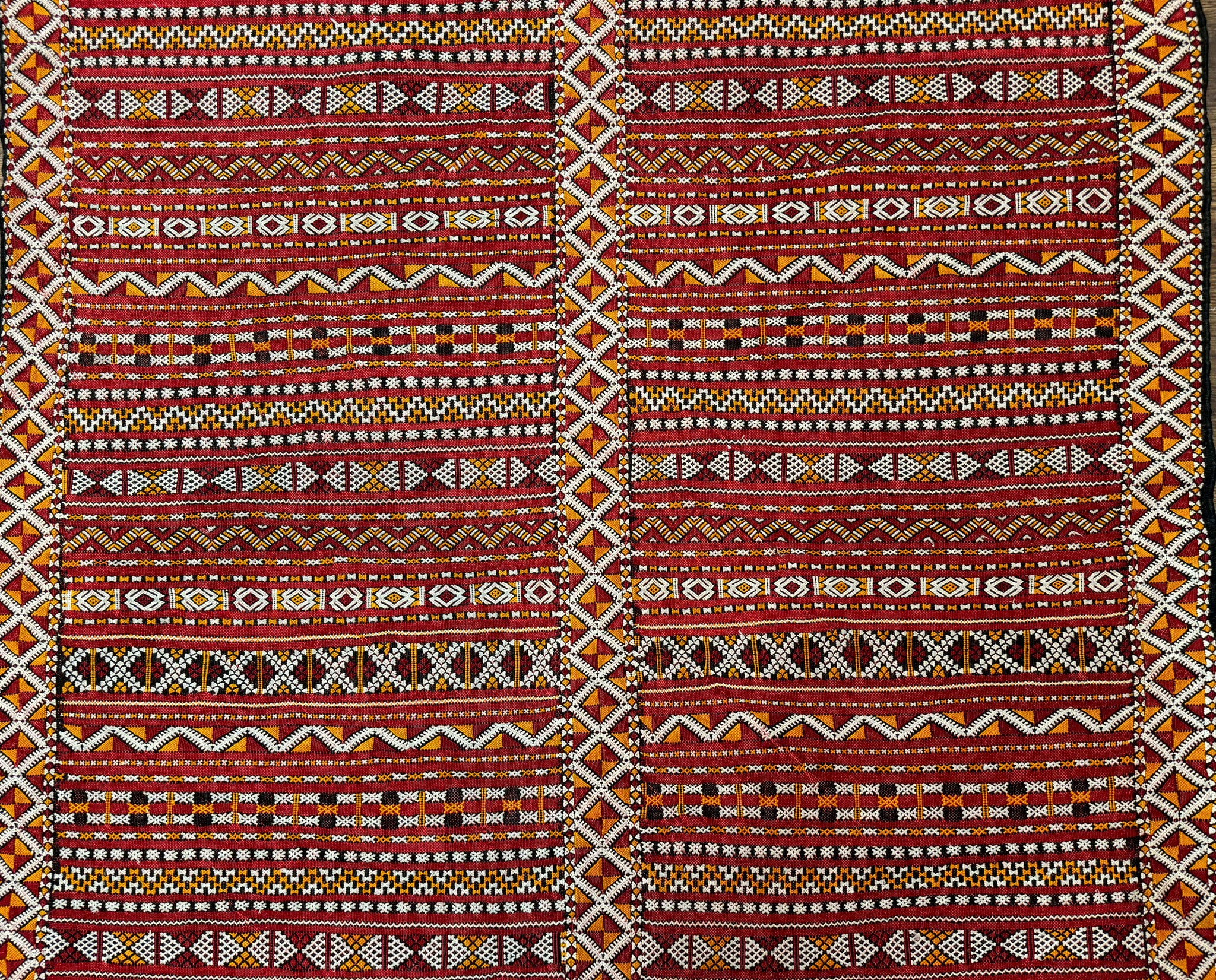Moroccan Kilim Rug 4x8, Flatweave, Bohemian, Red Ivory Orange by Jewel Rugs