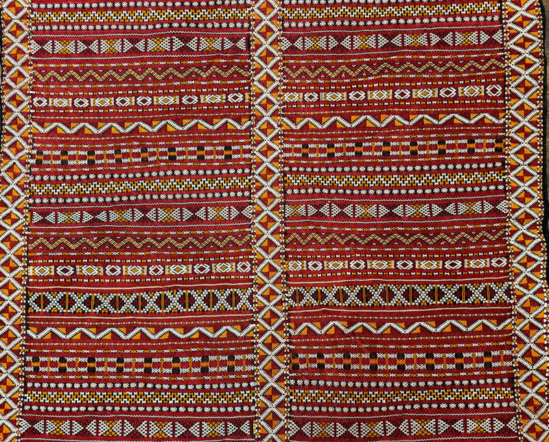 Moroccan Kilim Rug 4x8, Flatweave, Bohemian, Red Ivory Orange by Jewel Rugs