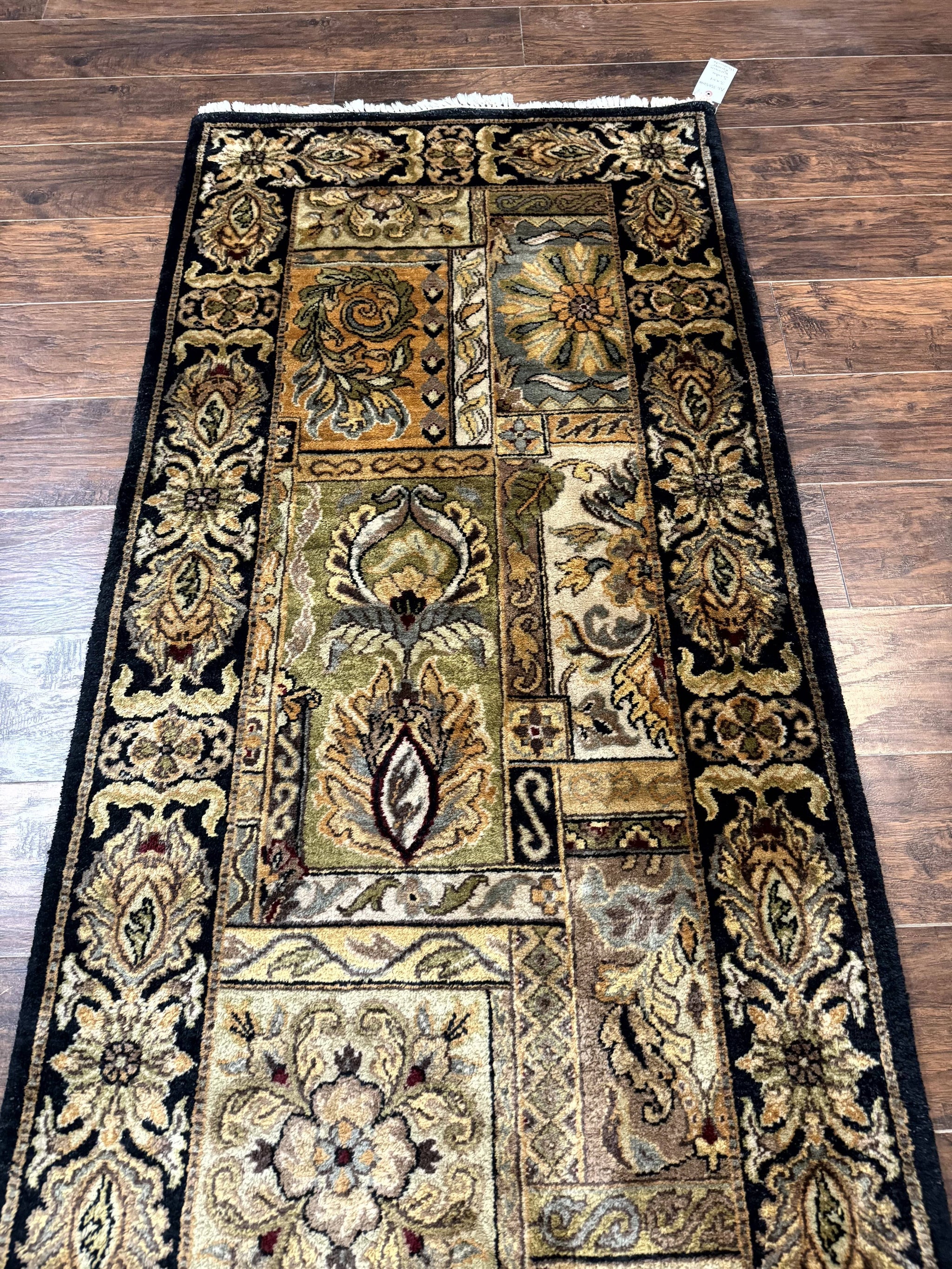 Indian Runner Rug 3x14, Panel Design, Oriental Carpet for Hallway by Jewel Rugs