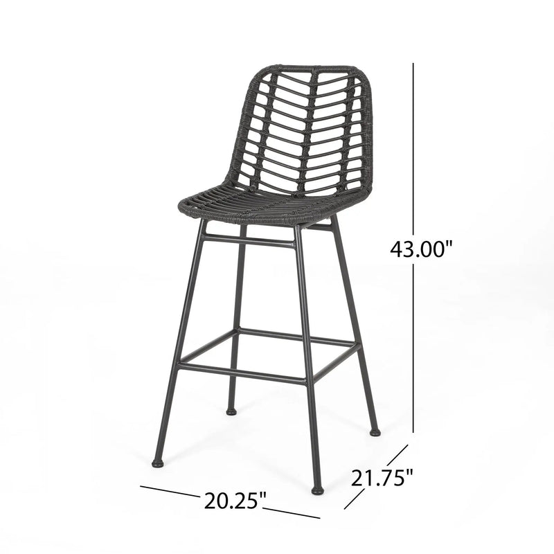 Sawtelle Outdoor Wicker Barstools (Set of 2) by HouseOfZazla
