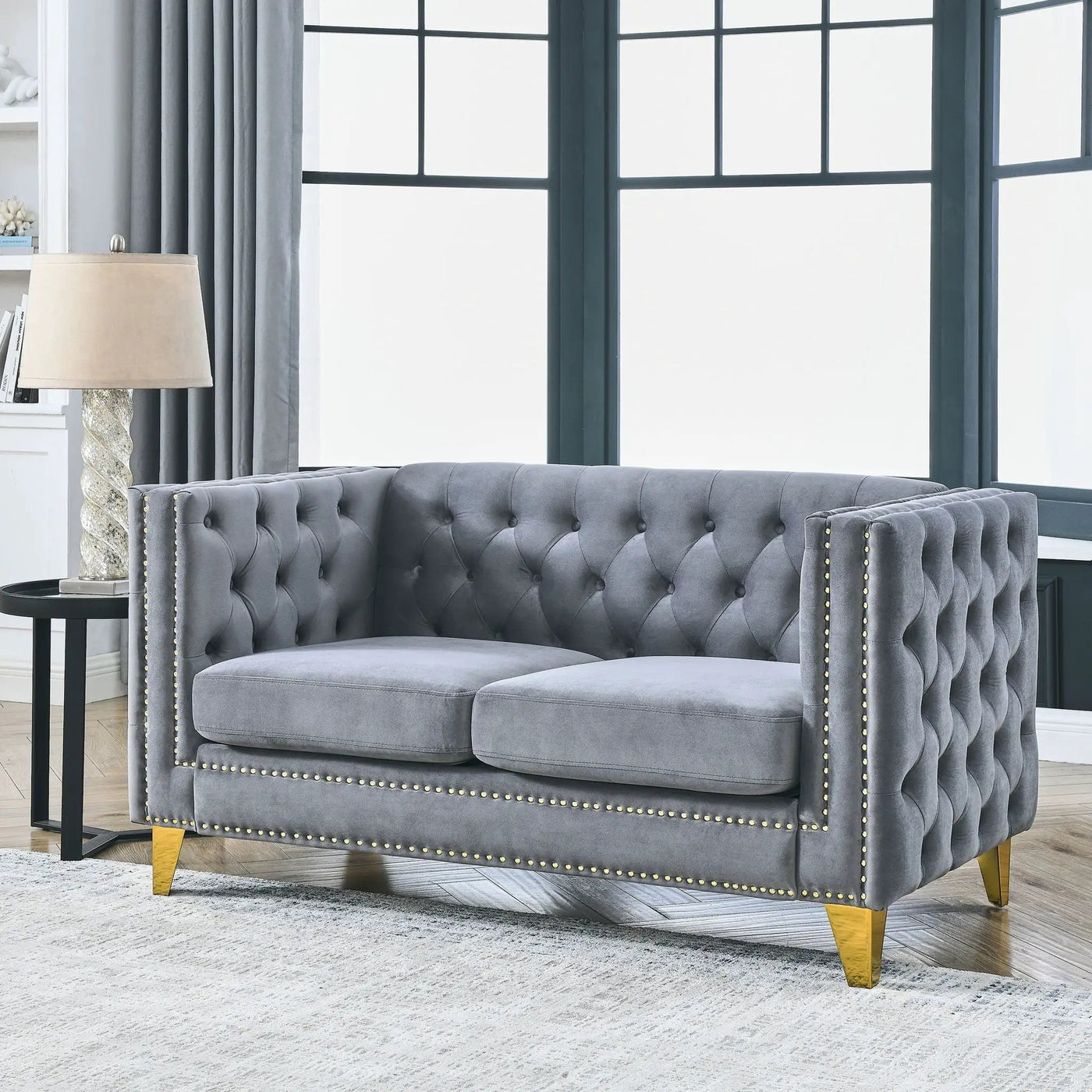 Upholstered Couch Sofa With Button Tufting For Living Room by HouseOfZazla