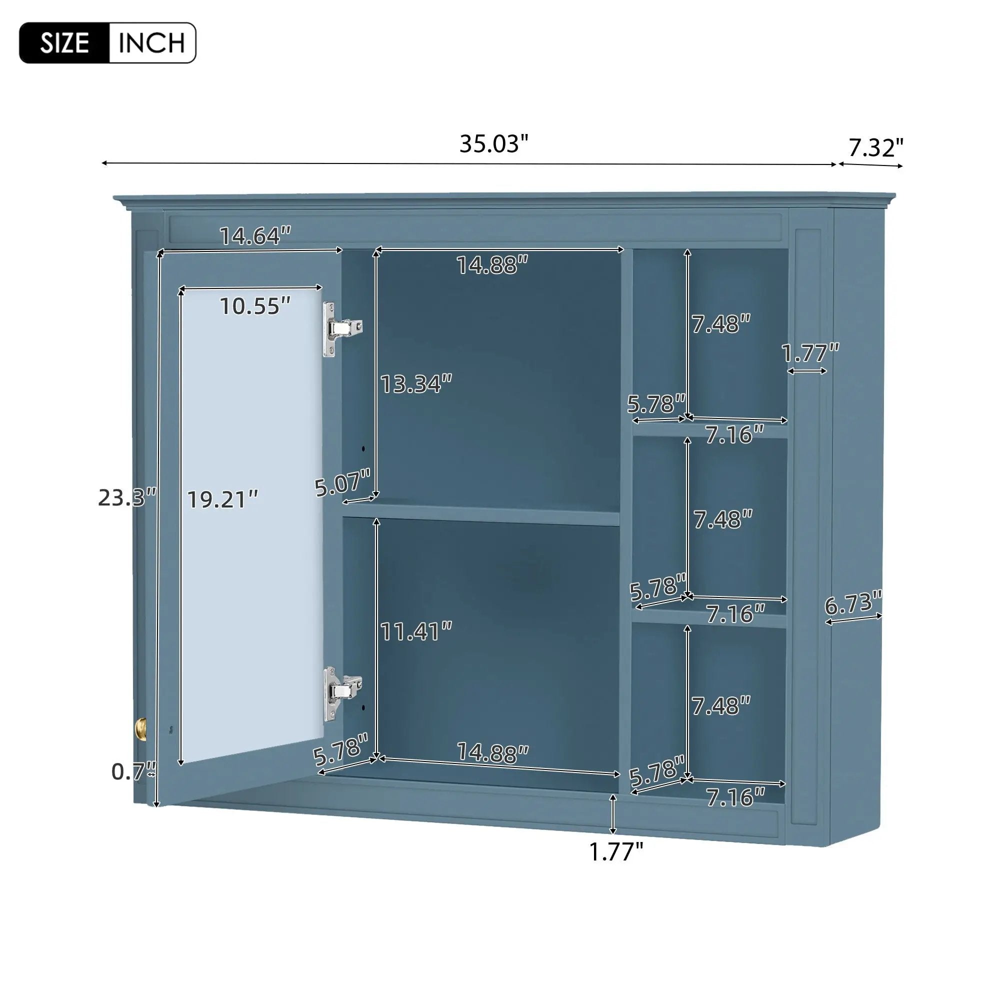 Wall Mounted Medicine Cabinet With Mirror, Storage Cabinet Featuring 6 Open Shelves And Adjustable Interior by HouseOfZazla