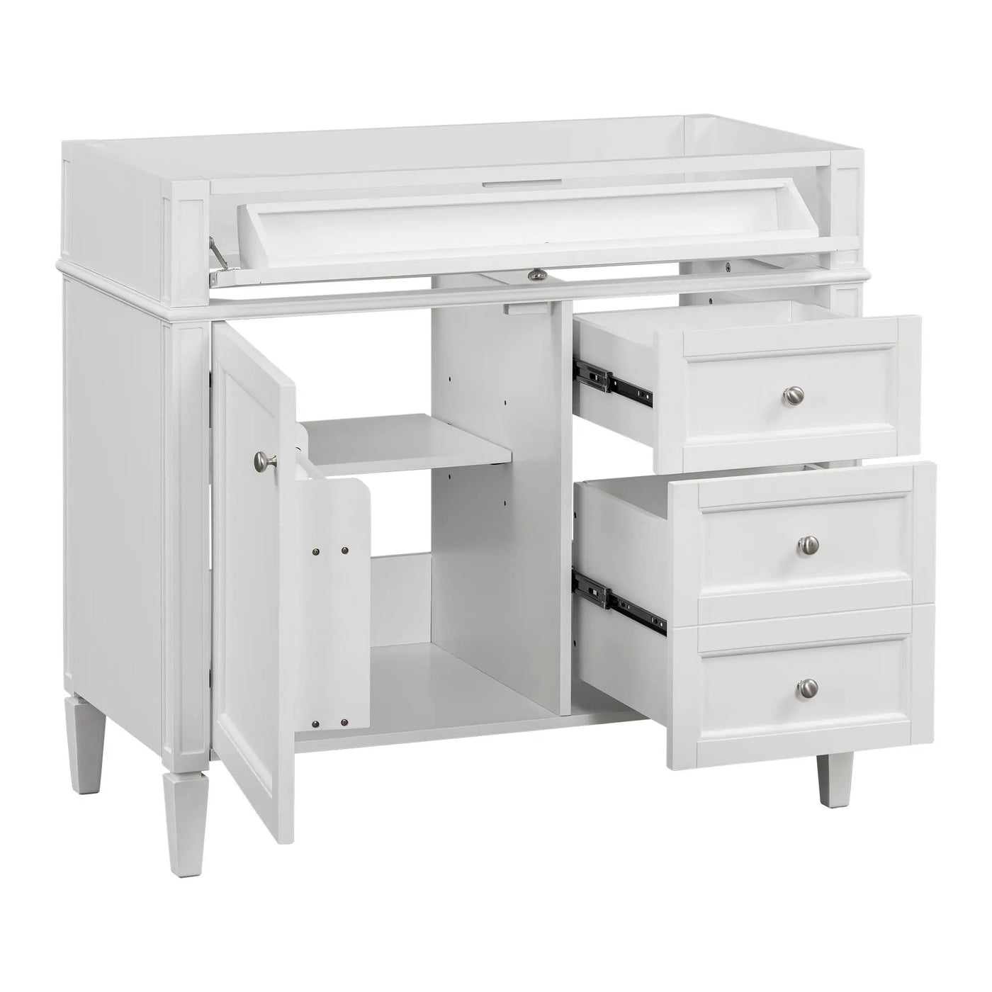 Bathroom Vanity With 2 Drawers And Tip-Out Drawer, Storage Cabinet by Unique Piece Furniture